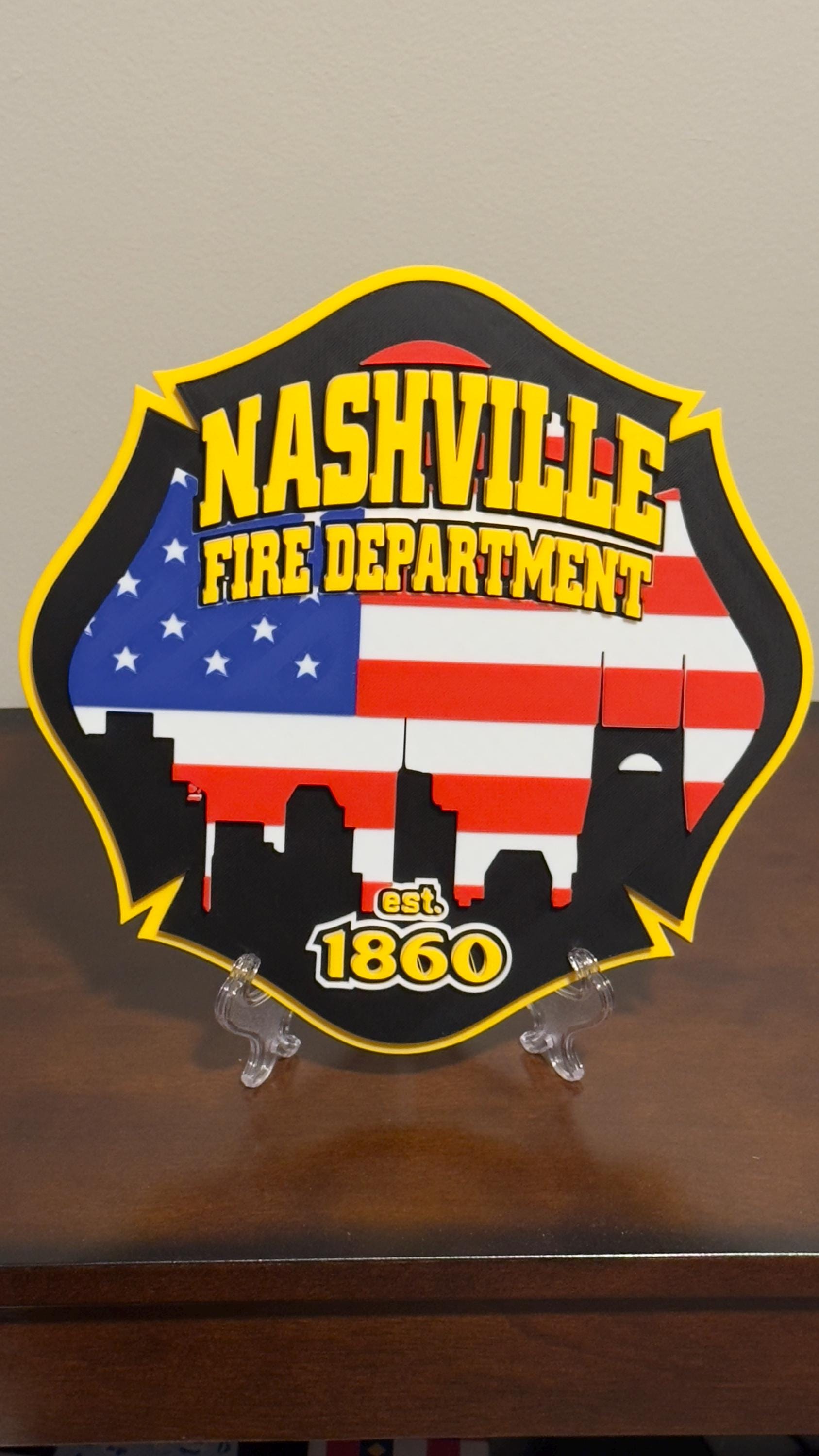 Nashville Fire Department 3D Embossed Plaque: First Responder Wall Art
