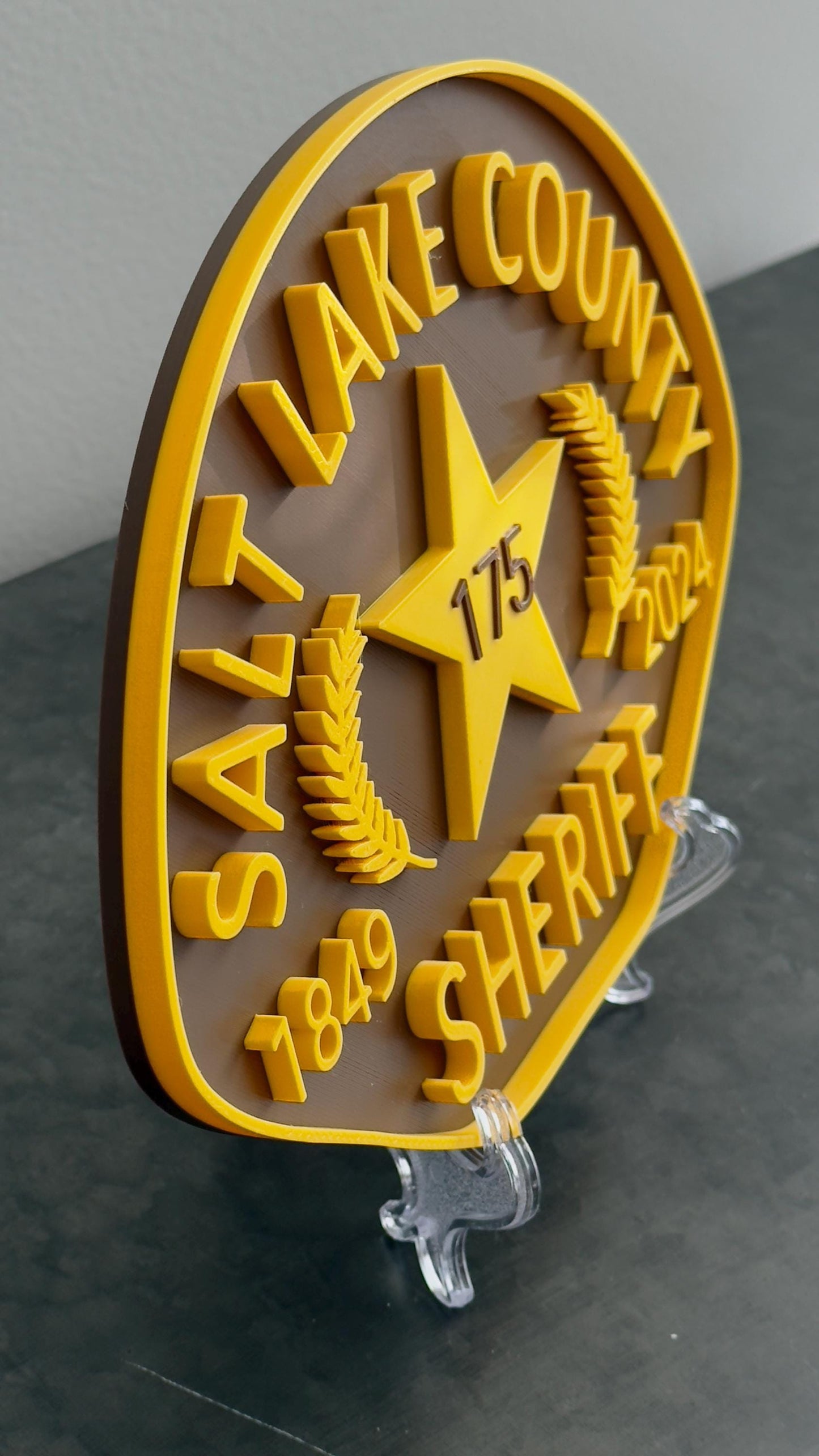 Salt Lake County Sheriff Anniversary Plaque: 3D Embossed First Responder Wall Art Utah