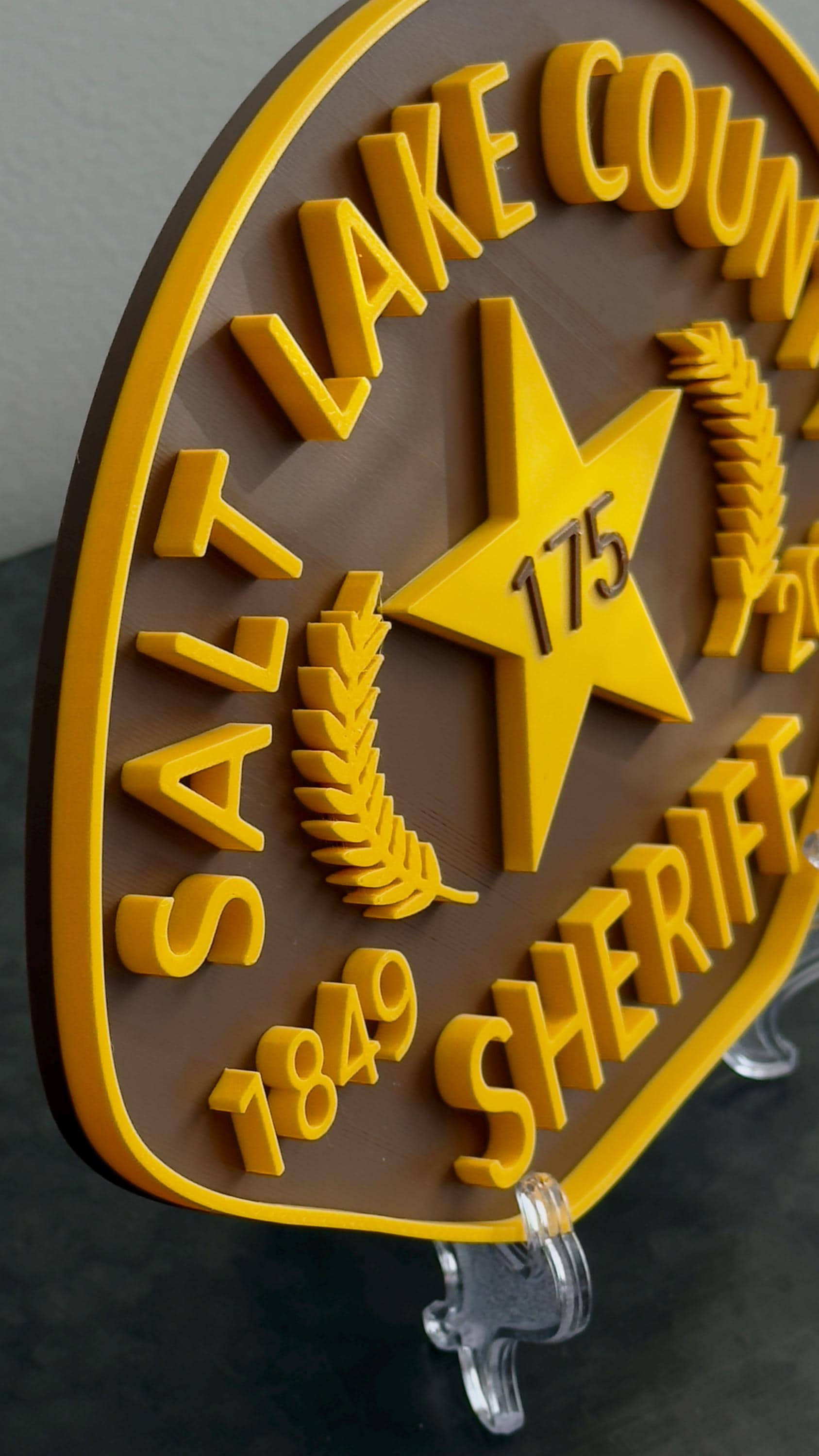 Salt Lake County Sheriff Anniversary Plaque: 3D Embossed First Responder Wall Art Utah