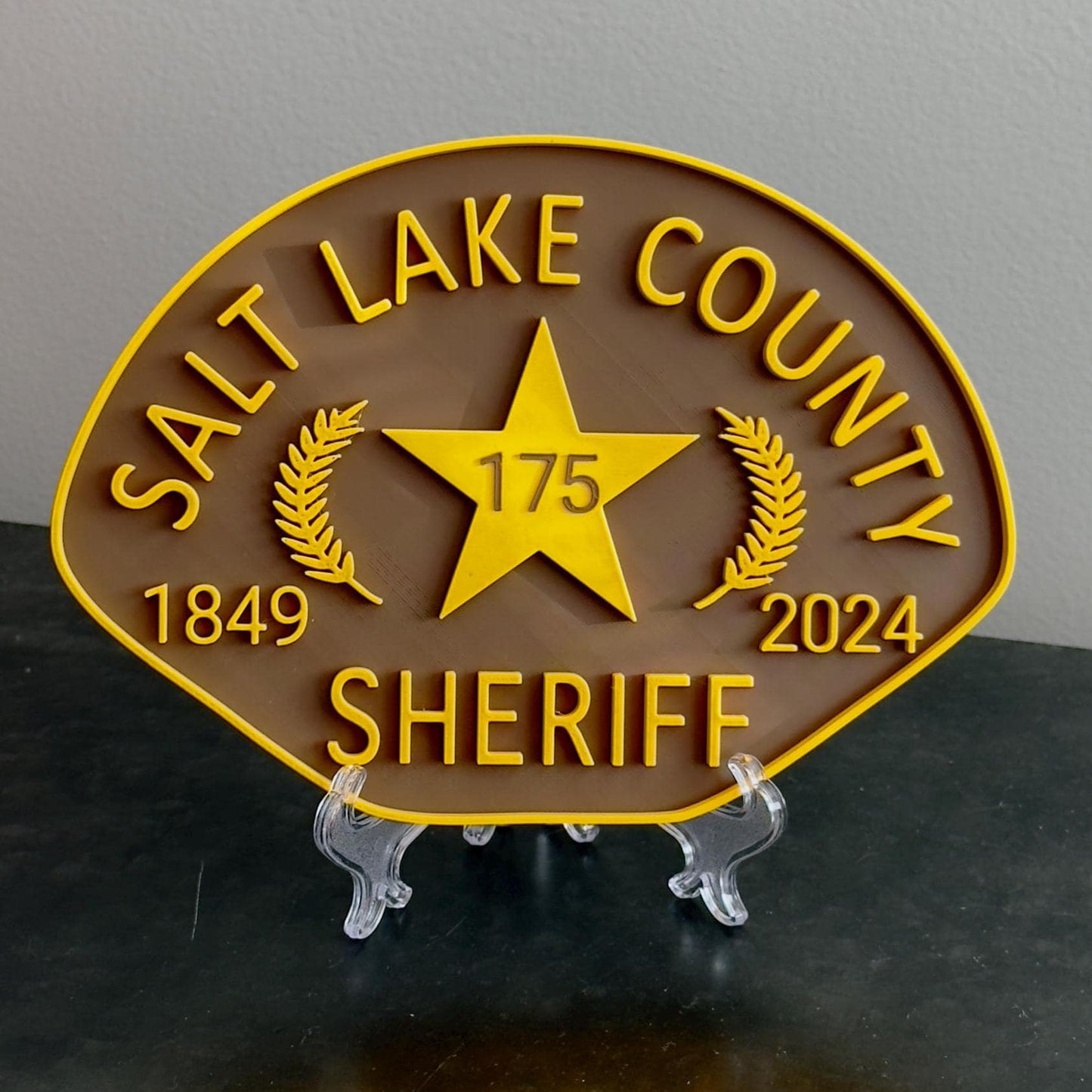 Salt Lake County Sheriff Anniversary Plaque: 3D Embossed First Responder Wall Art Utah