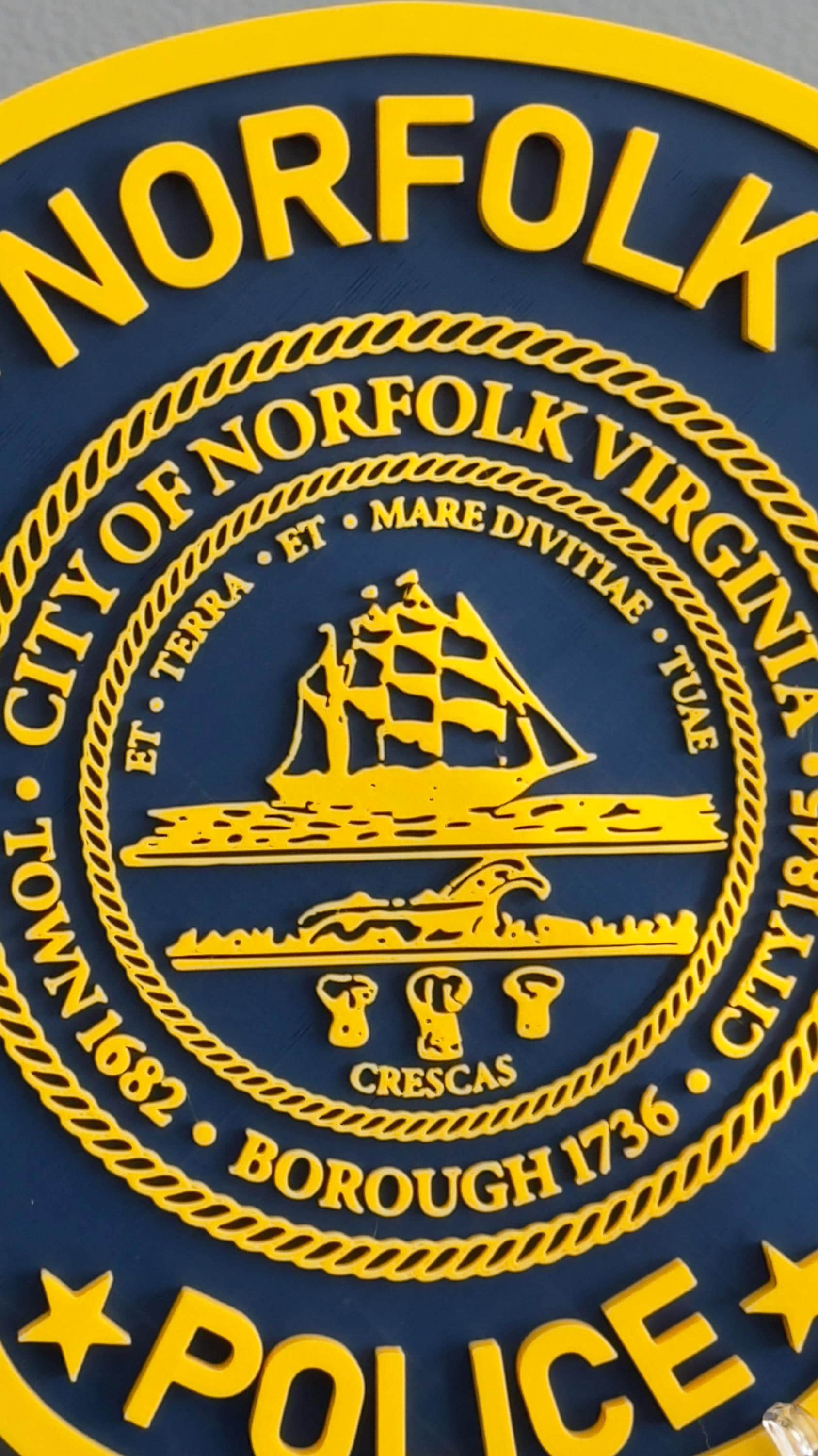 Norfolk Police Department 3D Embossed Plaque - Virginia First Responder Wall Art Virginia