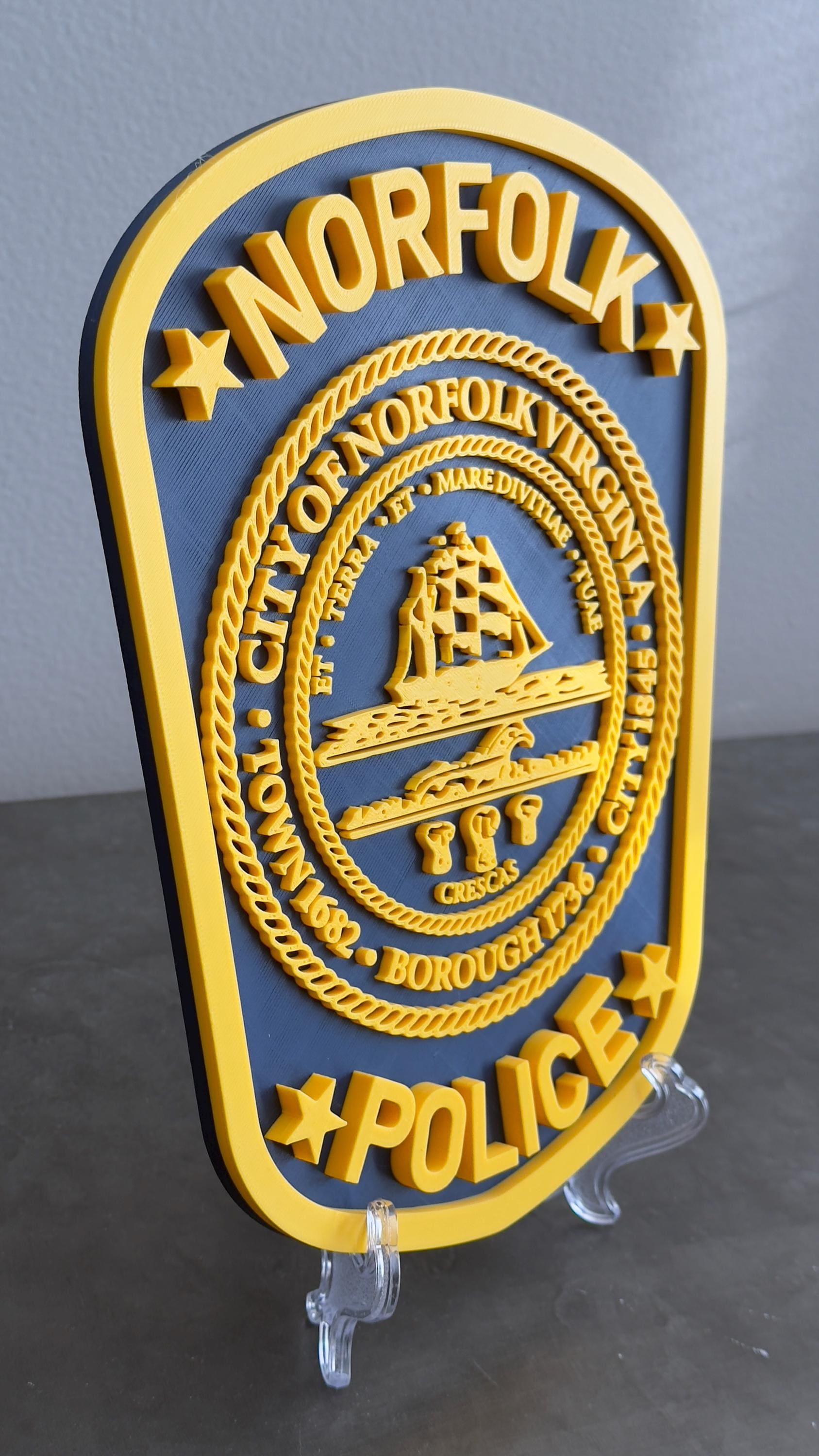 Norfolk Police Department 3D Embossed Plaque - Virginia First Responder Wall Art Virginia