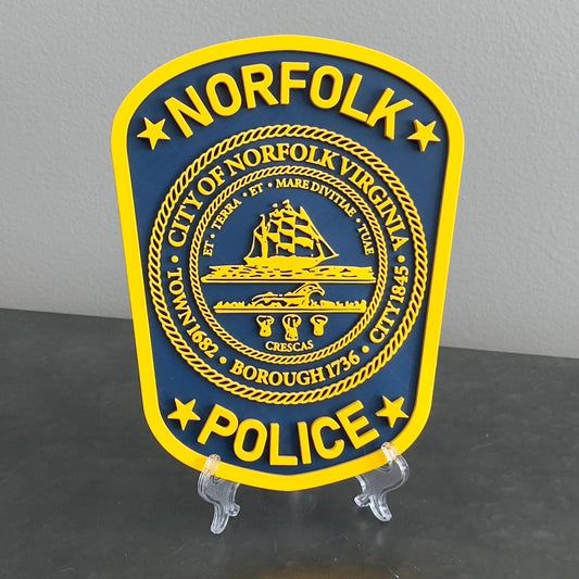 Norfolk Police Department 3D Embossed Plaque - Virginia First Responder Wall Art Virginia