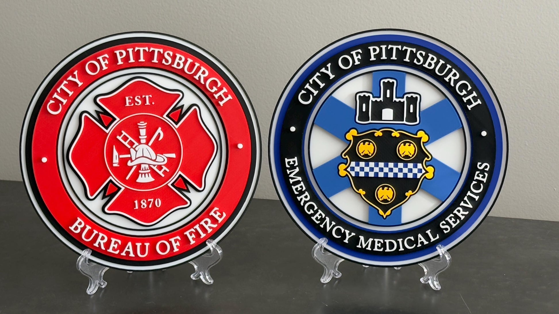 First Responder Plaque: Pittsburgh EMS 3D Embossed - Wall or Shelf Pennsylvania