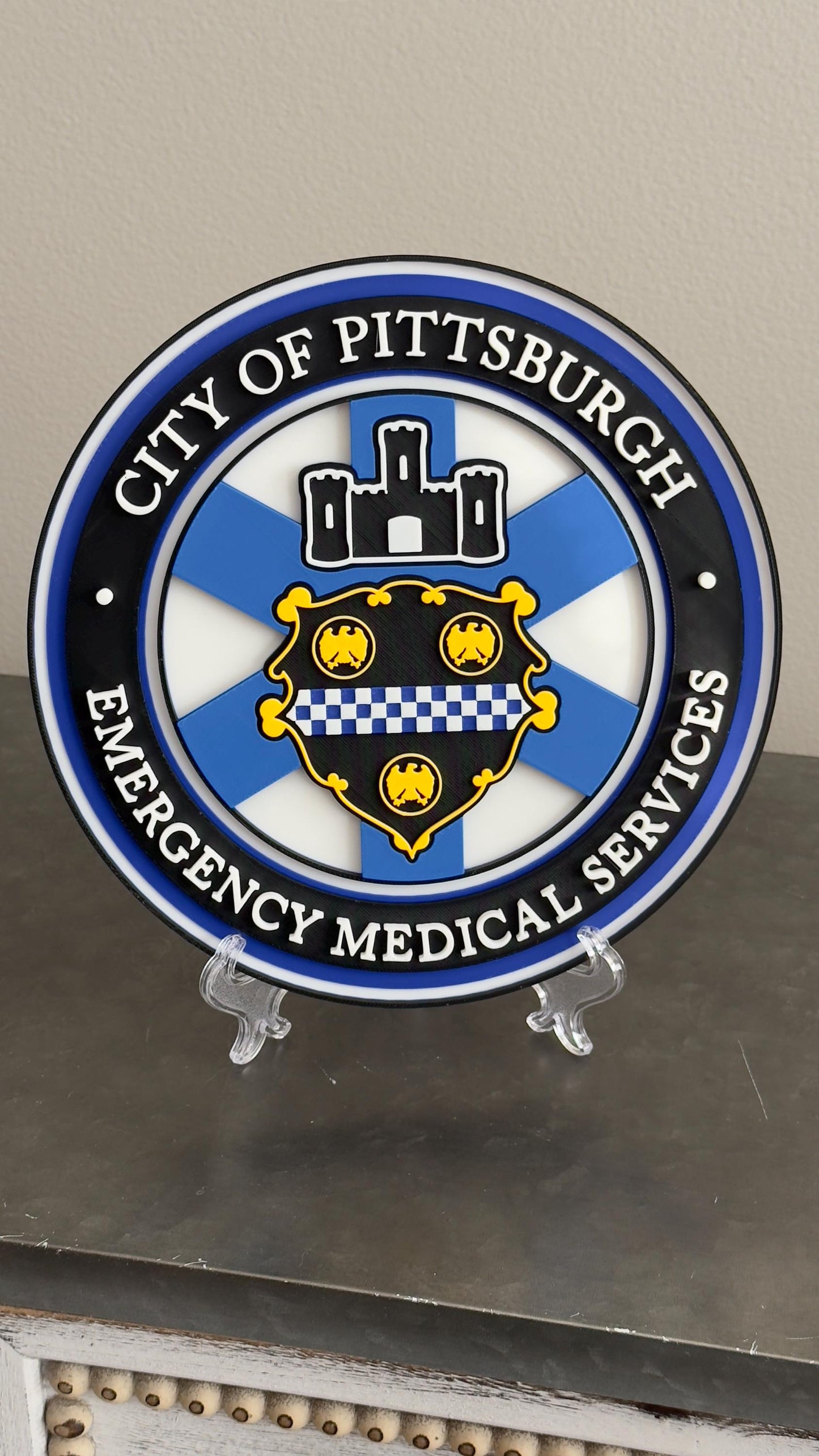First Responder Plaque: Pittsburgh EMS 3D Embossed - Wall or Shelf Pennsylvania