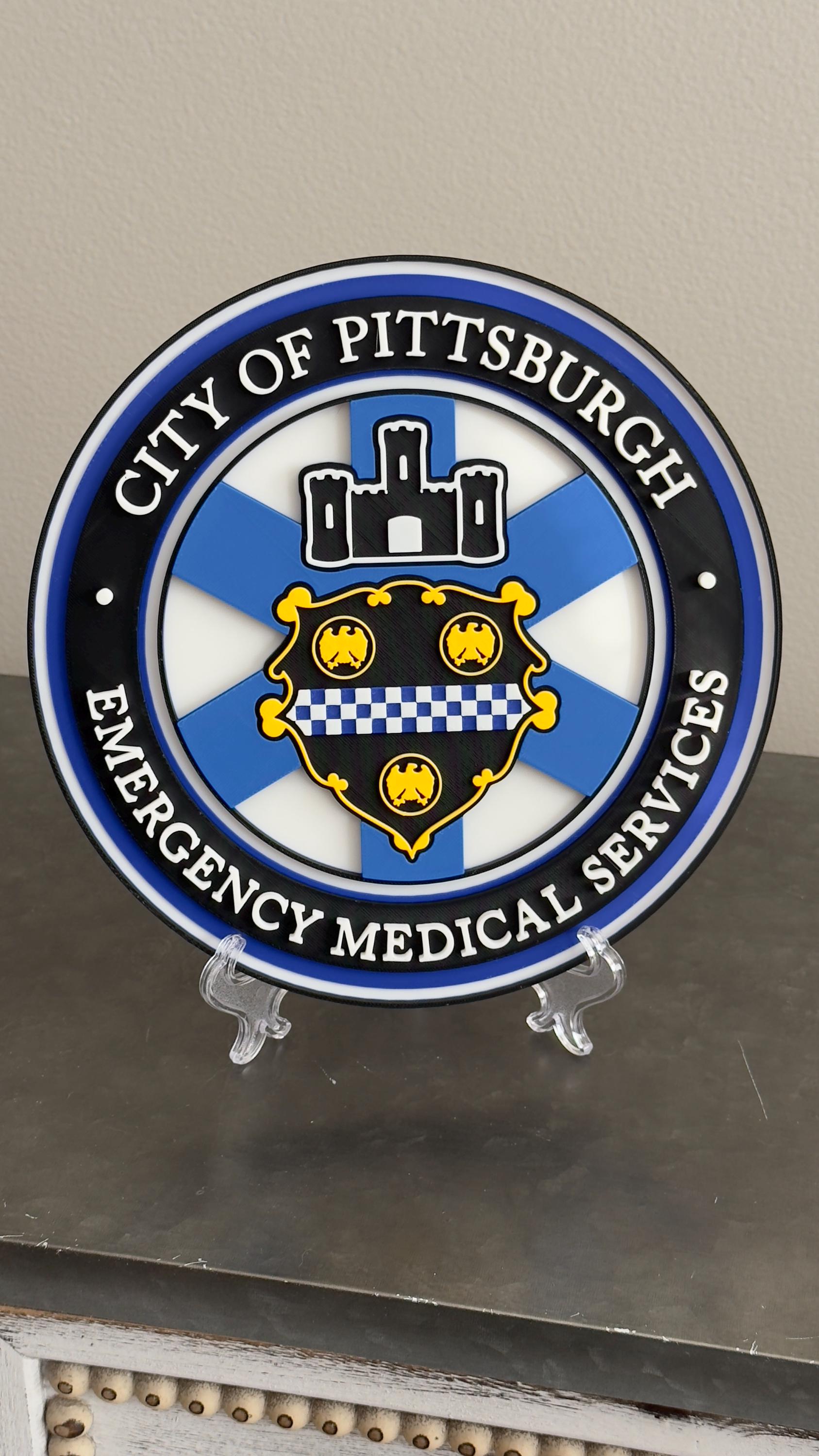 First Responder Plaque: Pittsburgh EMS 3D Embossed - Wall or Shelf Pennsylvania