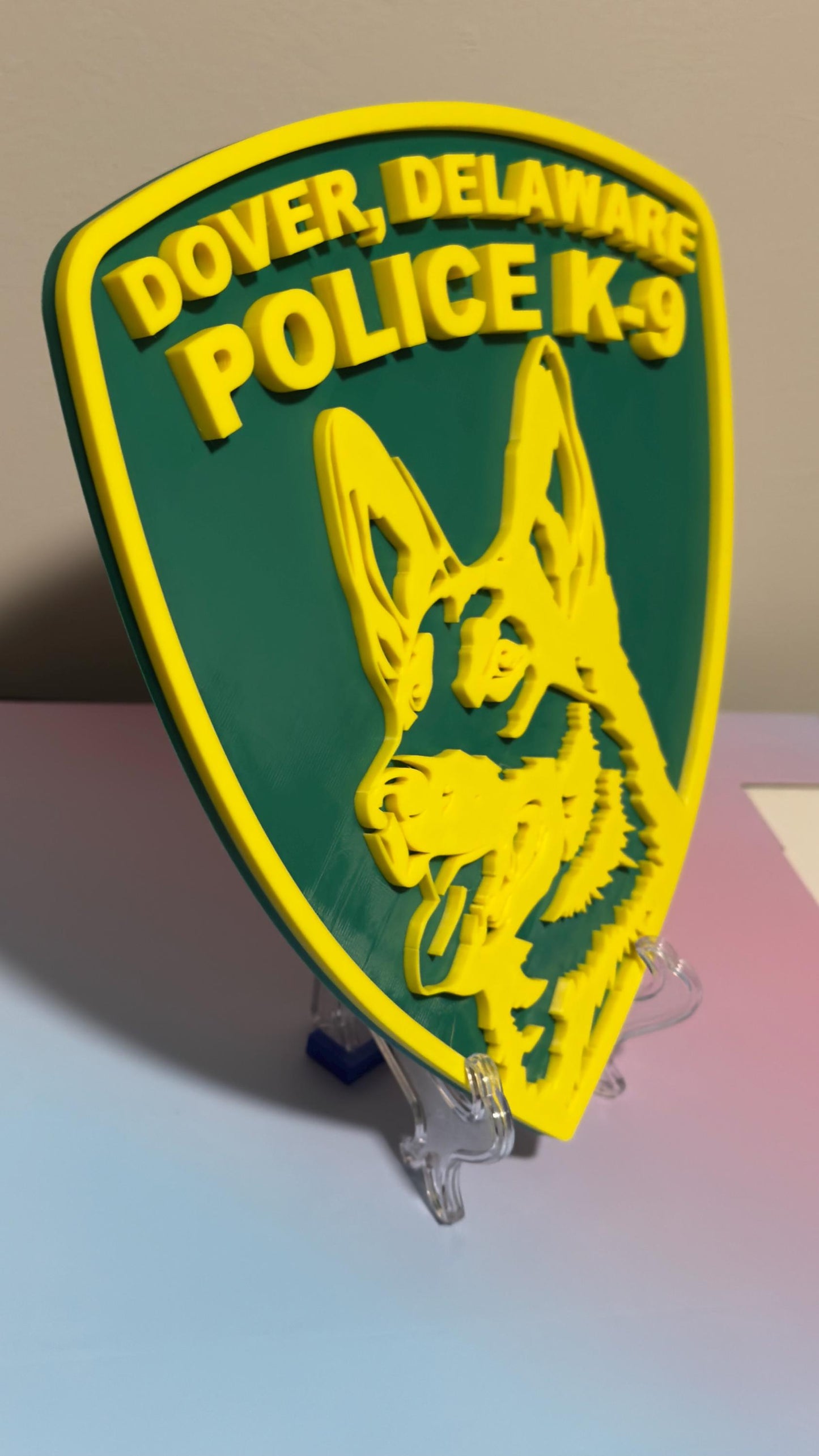 Dover Delaware Police K9 Logo 3D Embossed Plaque: First Responder Wall Art