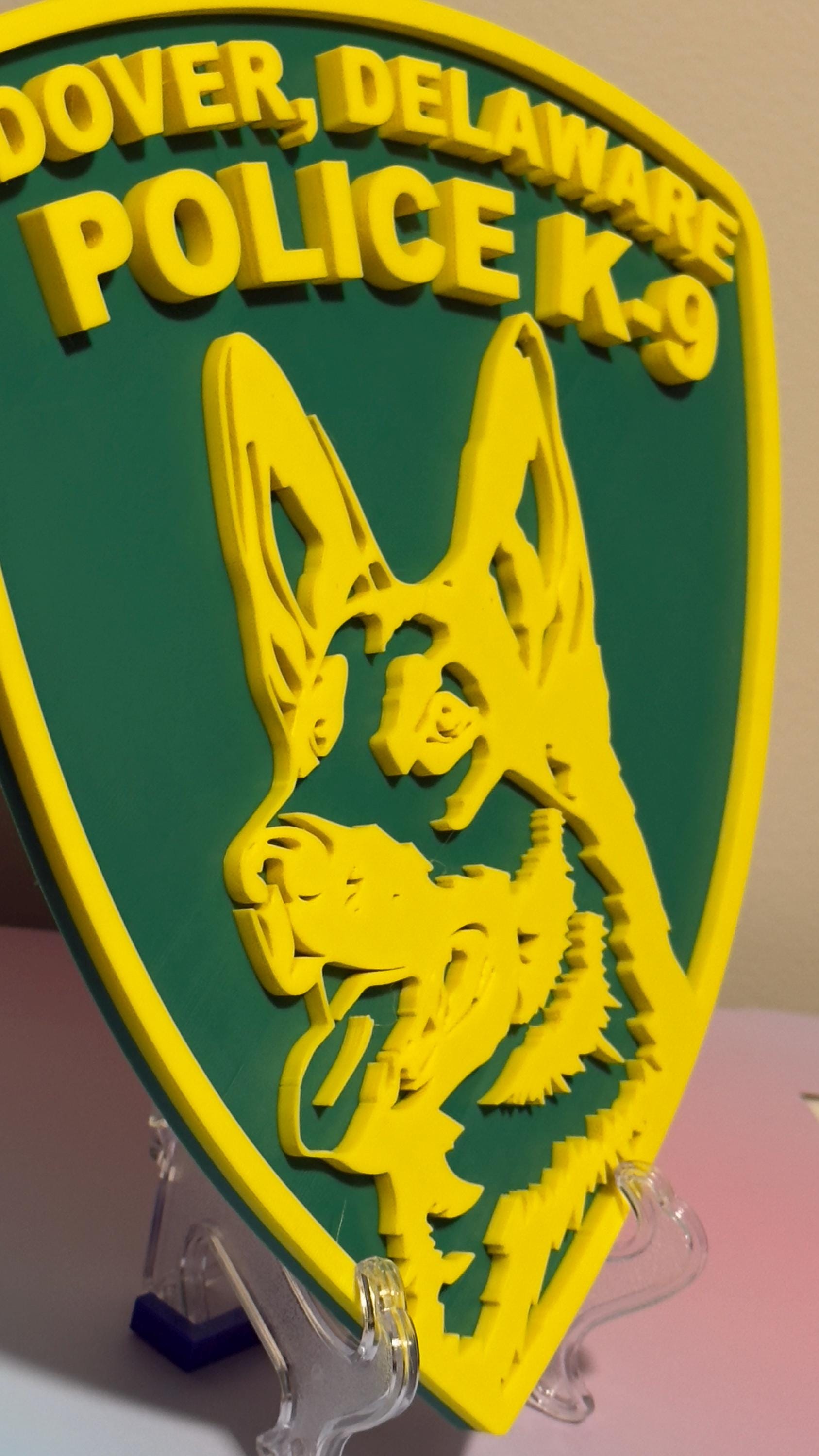 Dover Delaware Police K9 Logo 3D Embossed Plaque: First Responder Wall Art