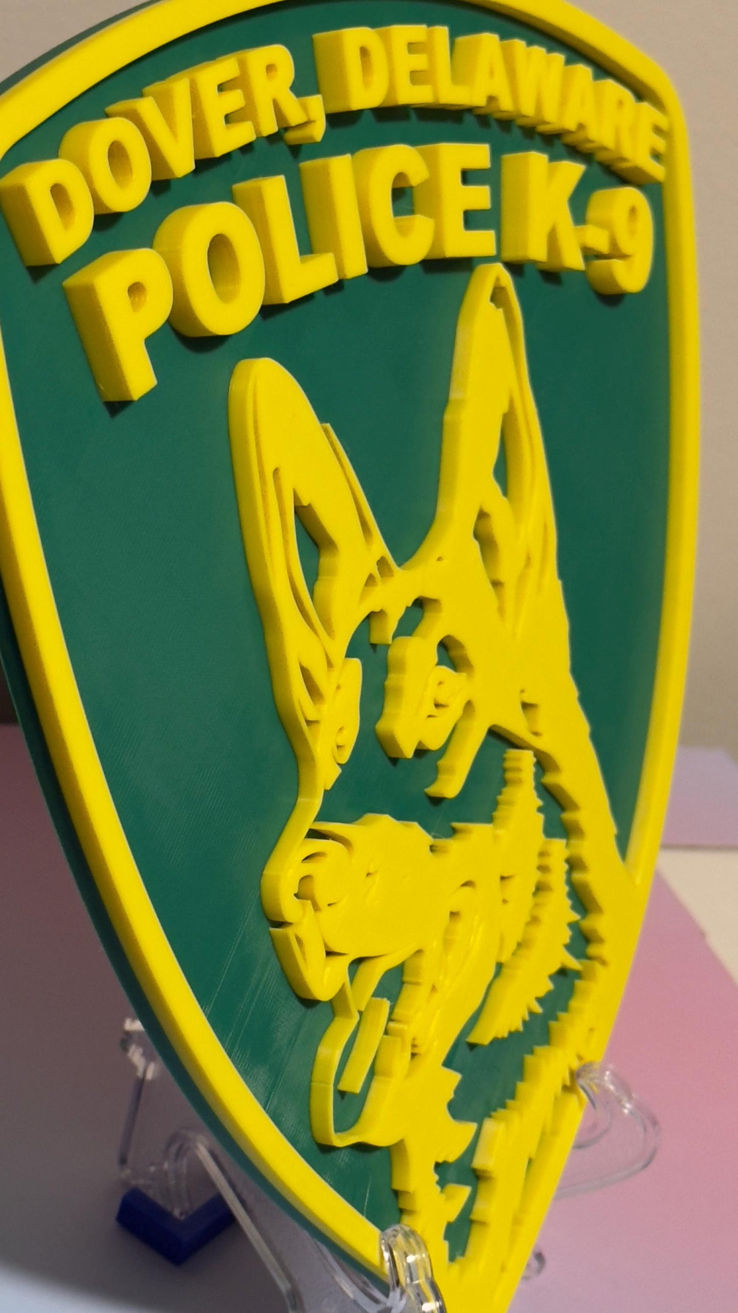 Dover Delaware Police K9 Logo 3D Embossed Plaque: First Responder Wall Art