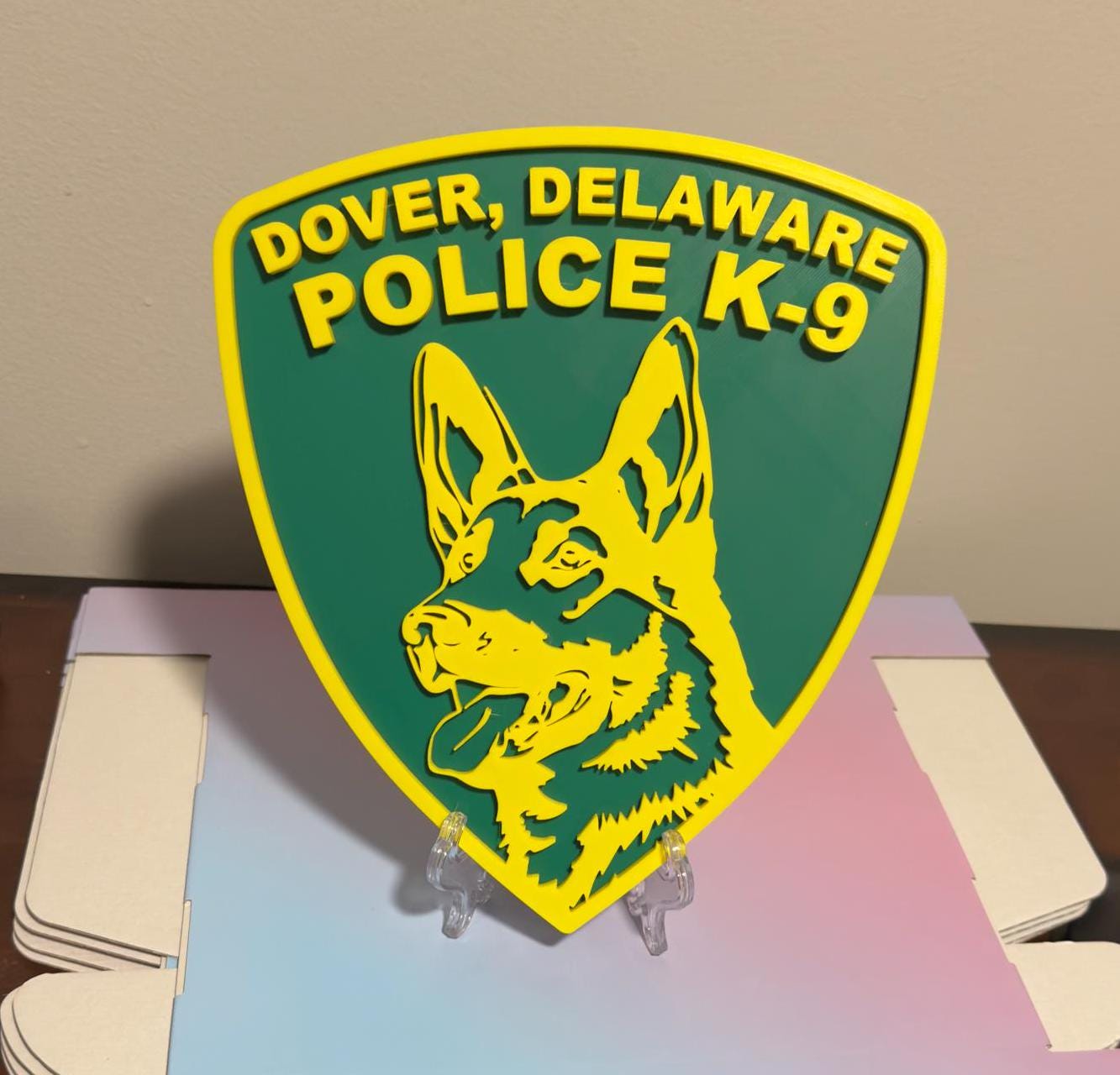 Dover Delaware Police K9 Logo 3D Embossed Plaque: First Responder Wall Art