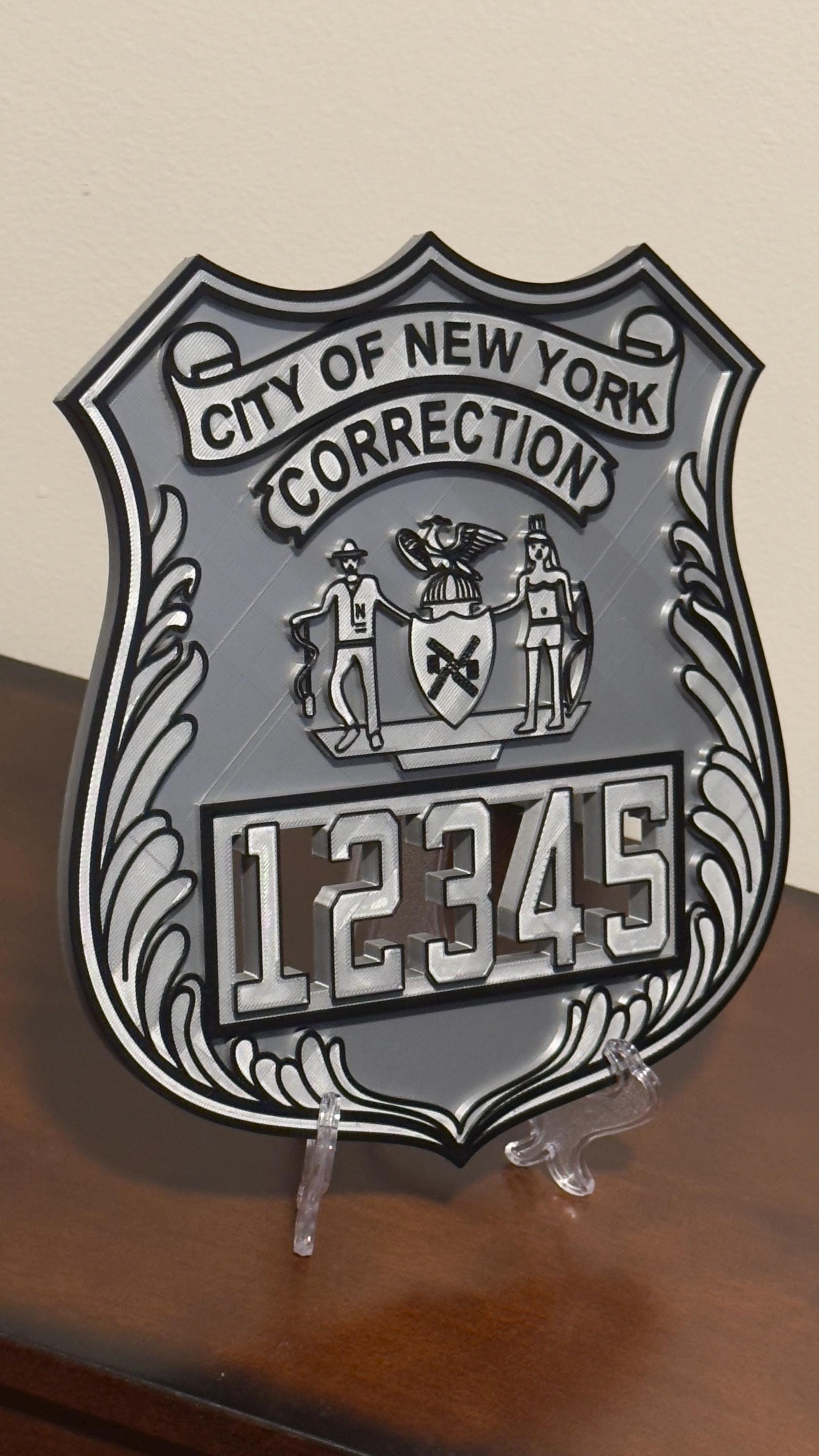 Corrections Officer Shield Plaque: NYC 3D Replica (9 Inch Display) New York