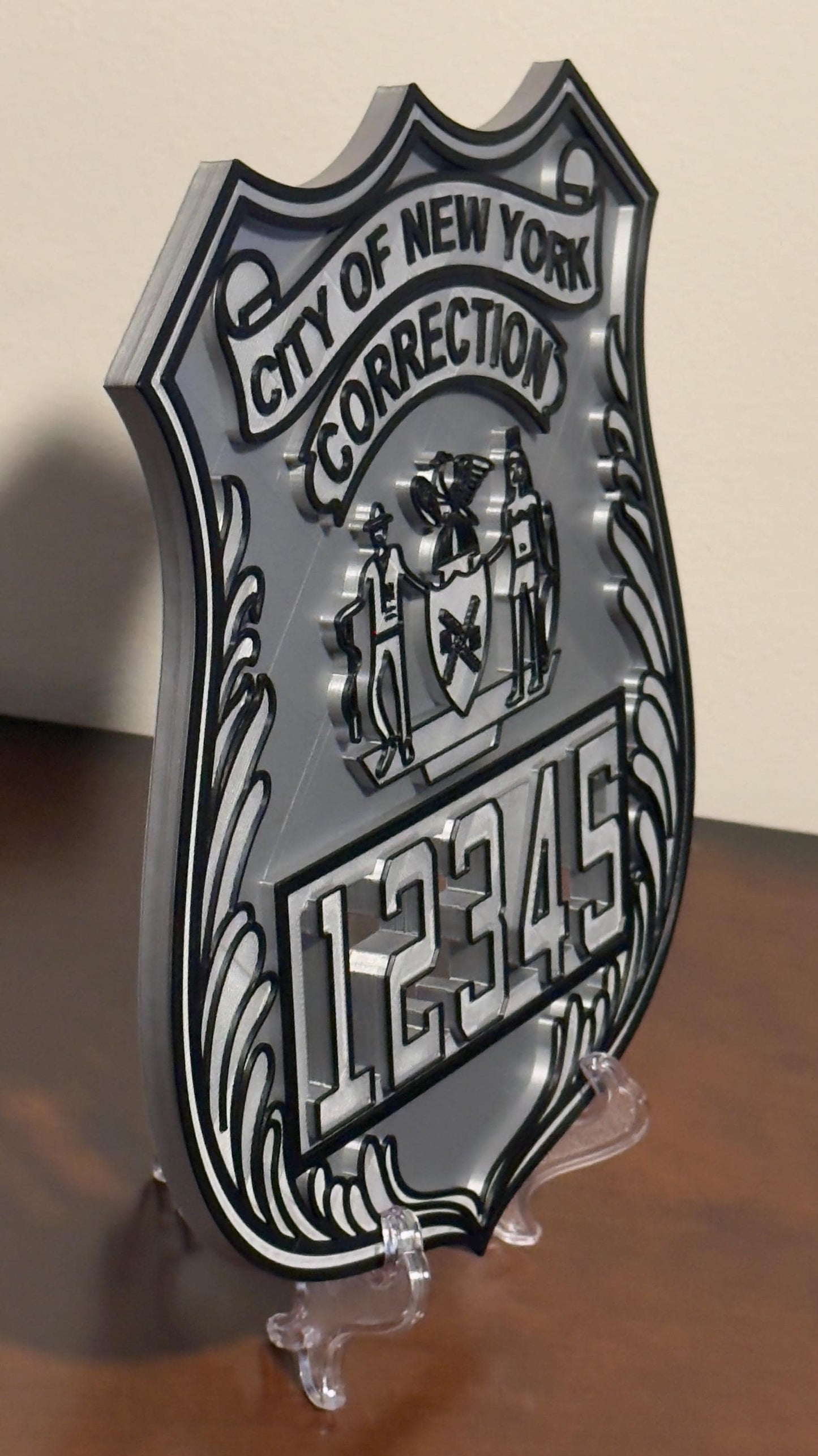 Corrections Officer Shield Plaque: NYC 3D Replica (9 Inch Display) New York
