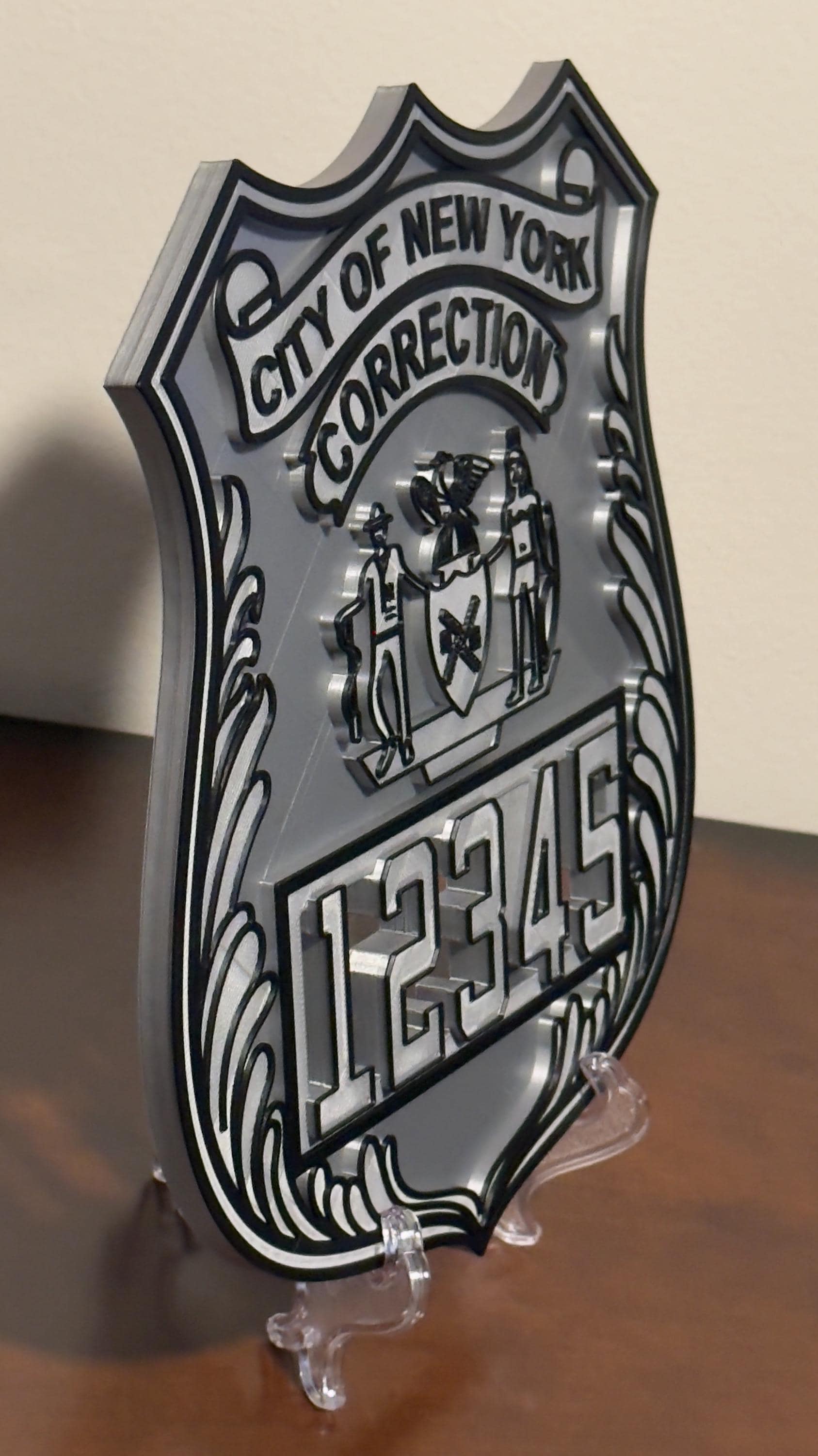 Corrections Officer Shield Plaque: NYC 3D Replica (9 Inch Display) New York