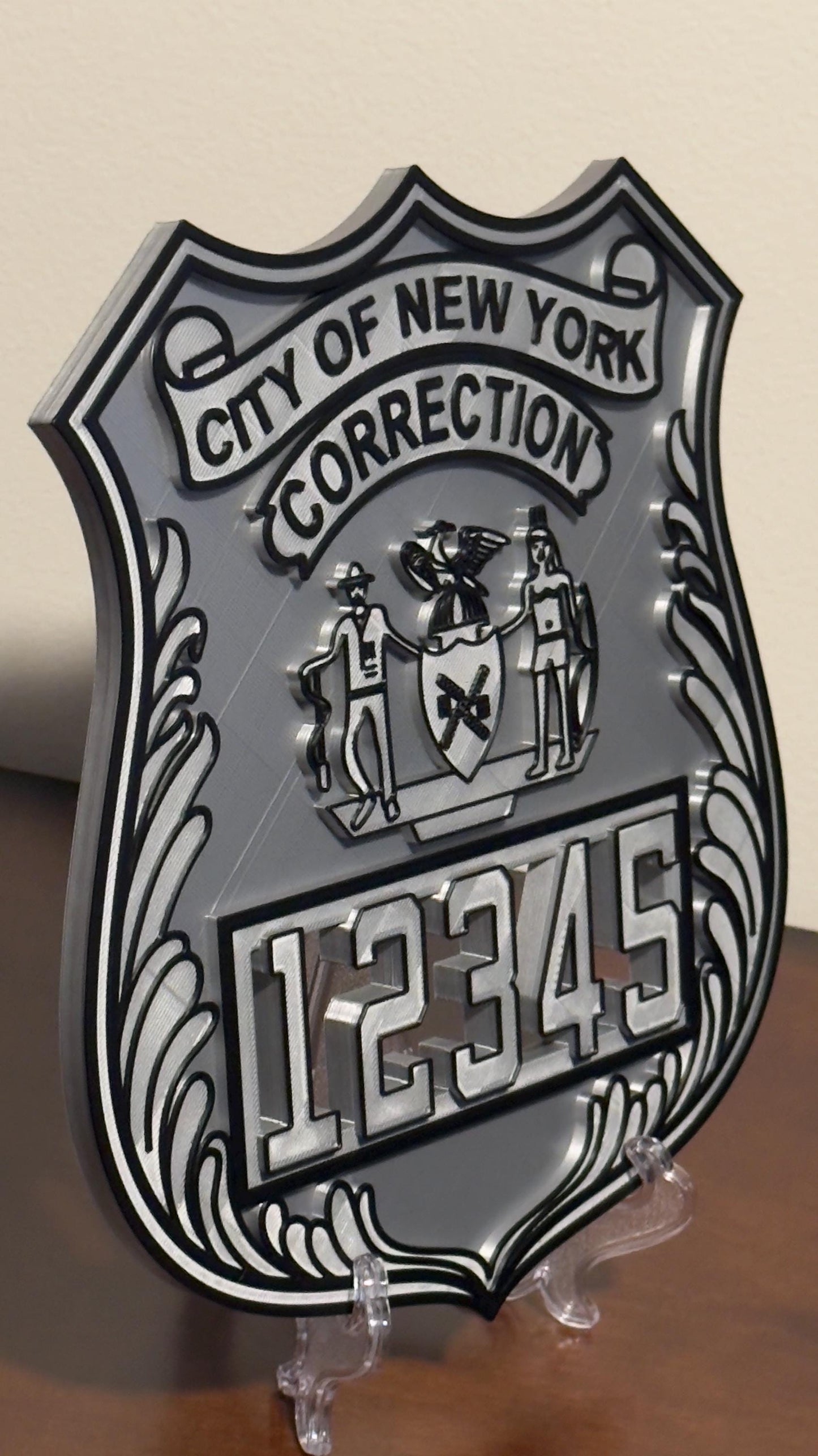 Corrections Officer Shield Plaque: NYC 3D Replica (9 Inch Display) New York