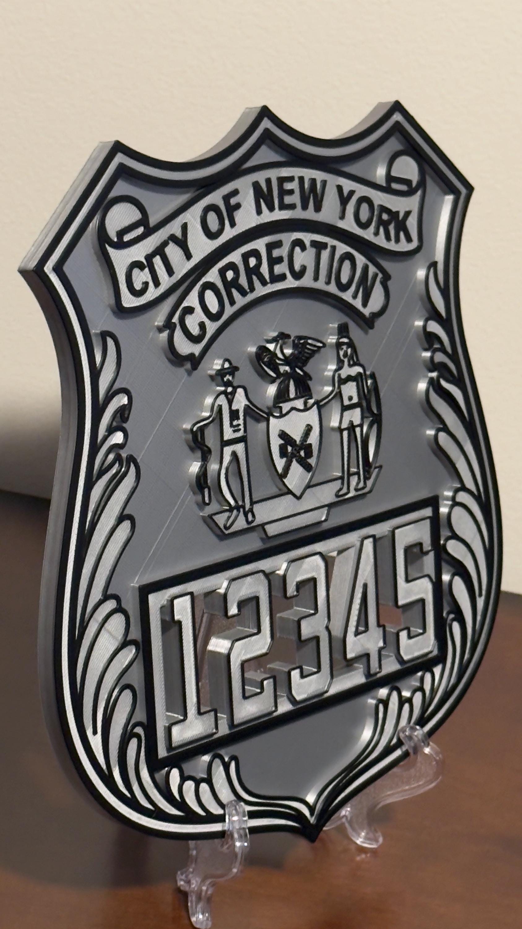 Corrections Officer Shield Plaque: NYC 3D Replica (9 Inch Display) New York