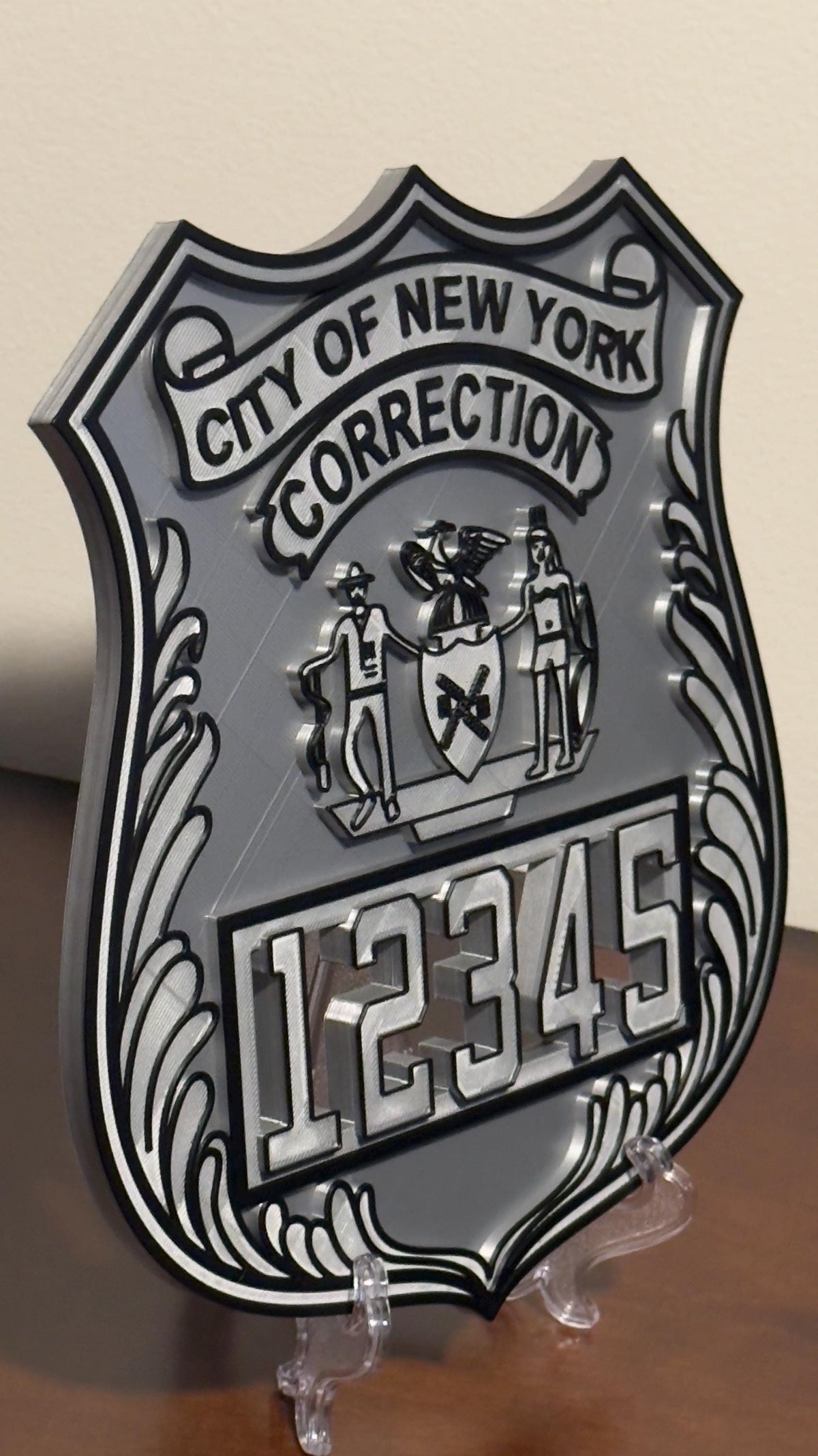Corrections Officer Shield Plaque: NYC 3D Replica (9 Inch Display) New York