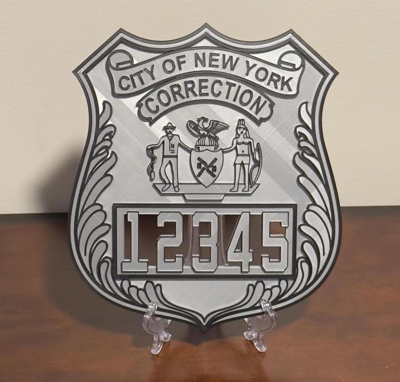 Corrections Officer Shield Plaque: NYC 3D Replica (9 Inch Display) New York