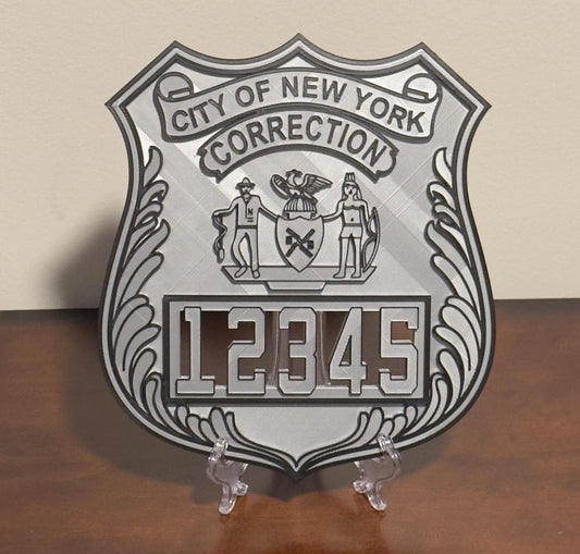 Corrections Officer Shield Plaque: NYC 3D Replica (9 Inch Display) New York