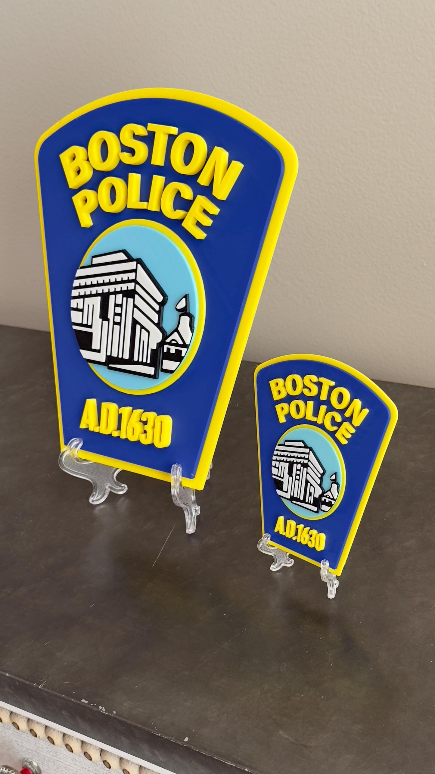 Boston Police Plaque: 3D Embossed Wall Art - First Responder Tribute Massachusetts
