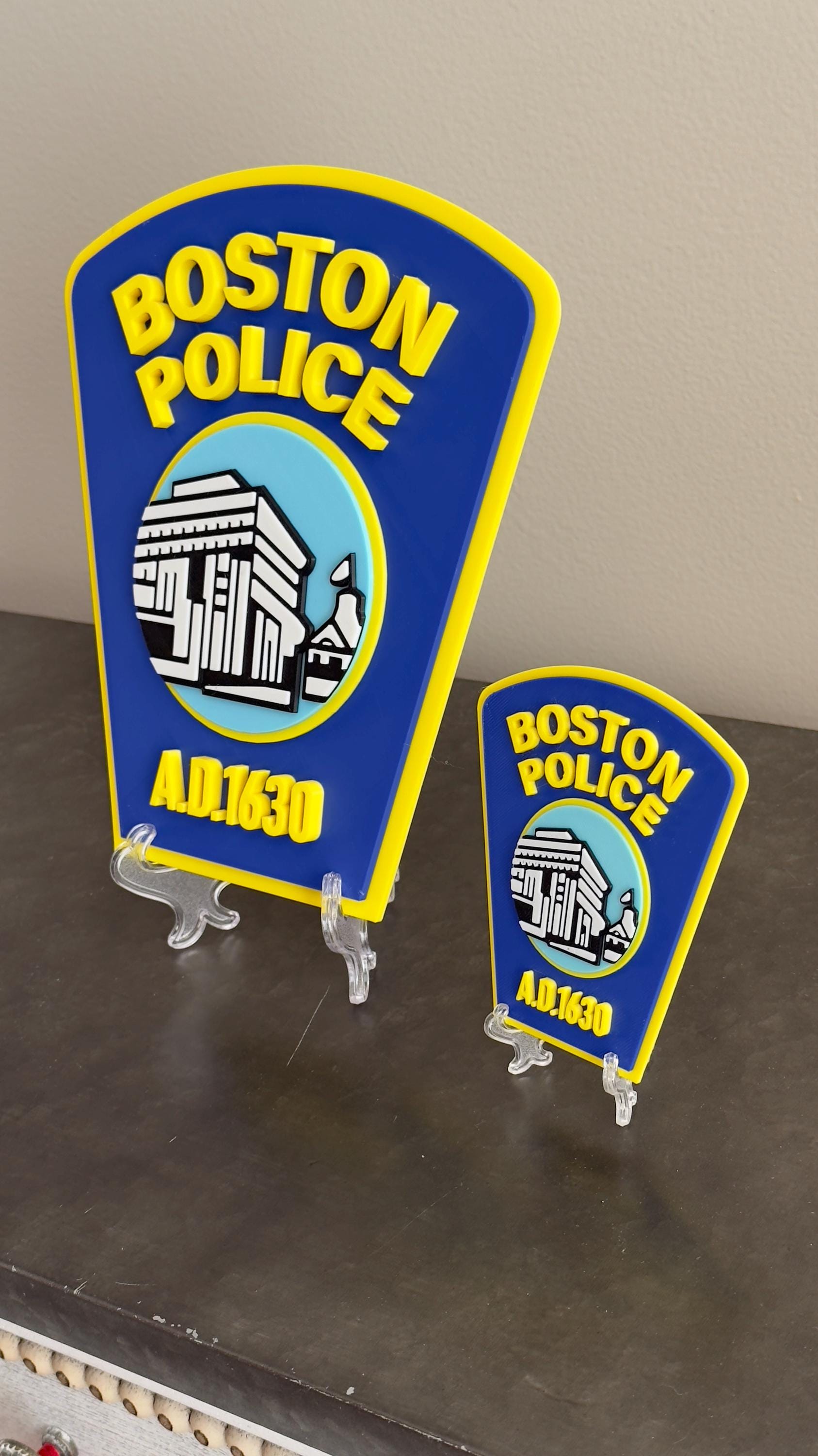 Boston Police Plaque: 3D Embossed Wall Art - First Responder Tribute Massachusetts