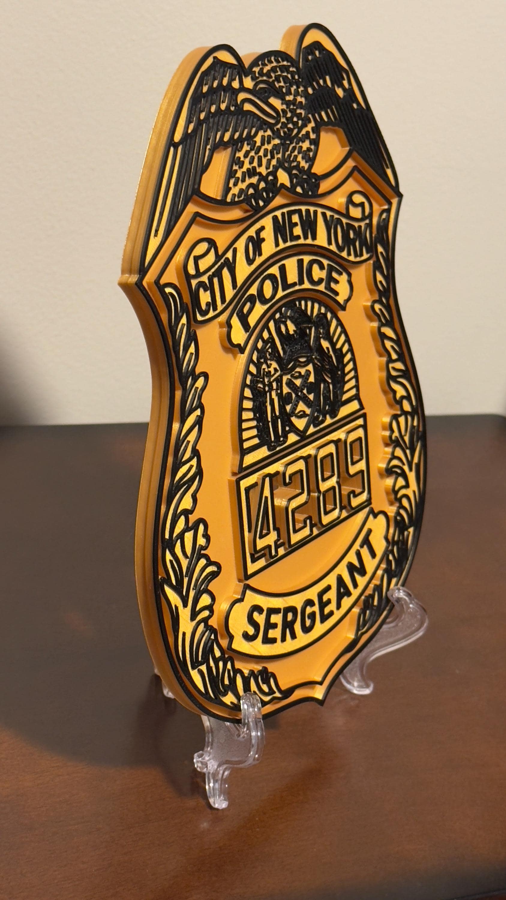 NYPD Sergeant Shield: 3D Embossed NYC Police Plaque