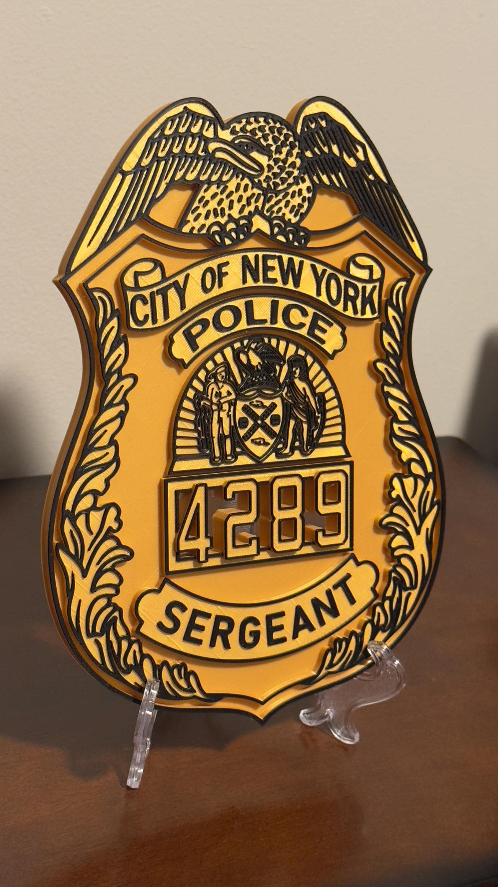 NYPD Sergeant Shield: 3D Embossed NYC Police Plaque
