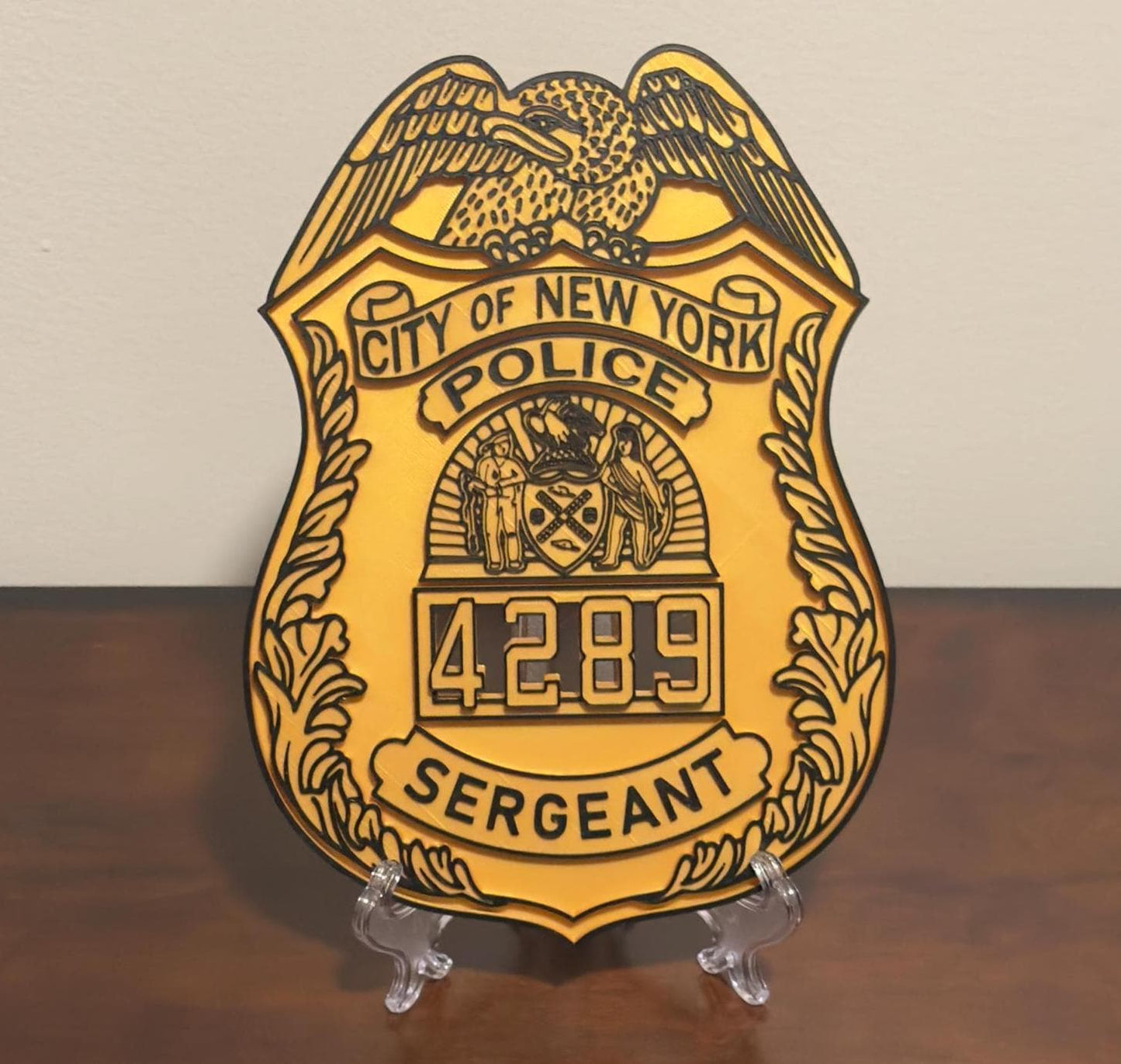 NYPD Sergeant Shield: 3D Embossed NYC Police Plaque