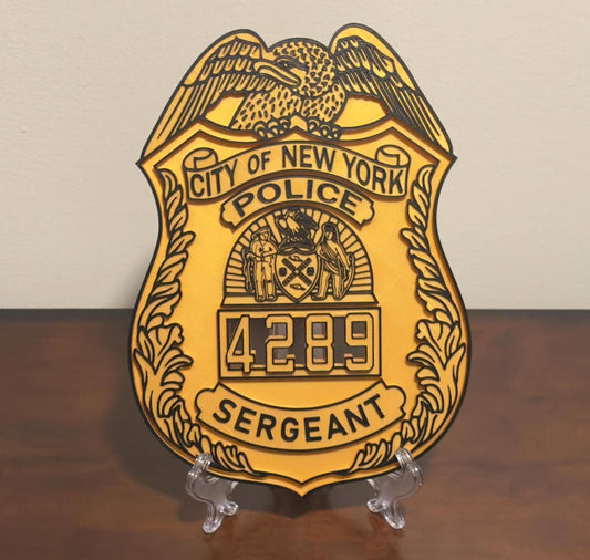 NYPD Sergeant Shield: 3D Embossed NYC Police Plaque