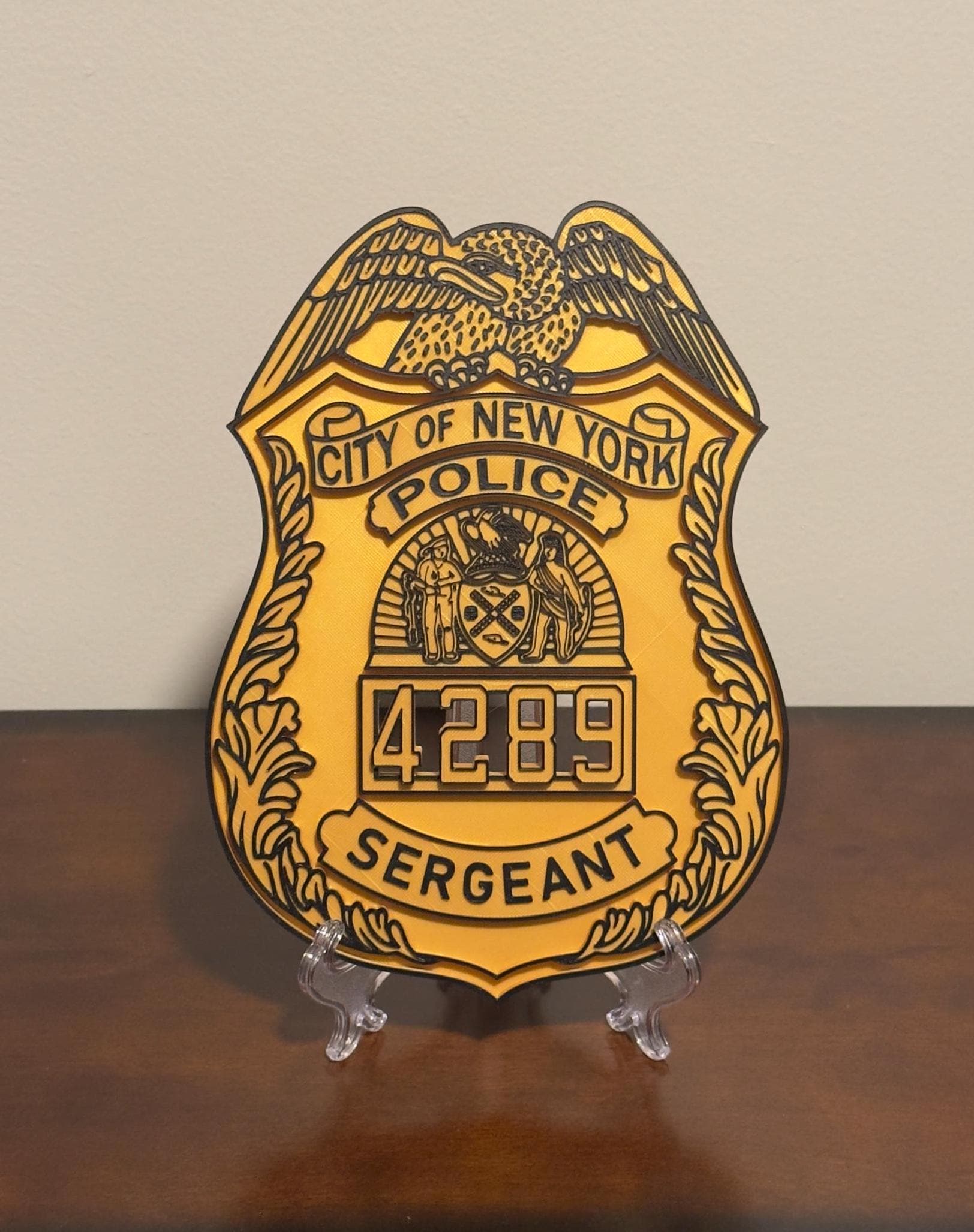 NYPD Sergeant Shield: 3D Embossed NYC Police Plaque