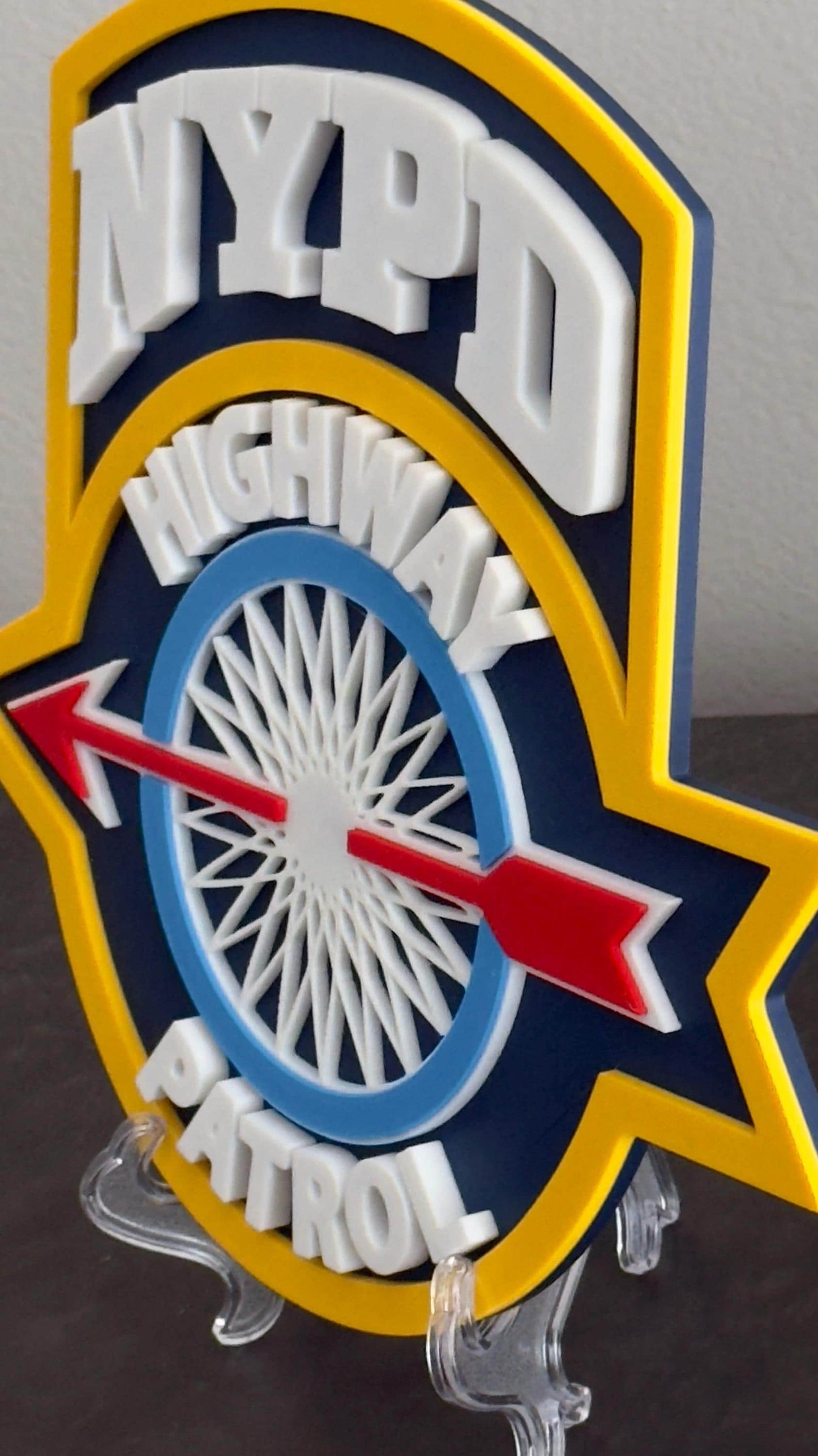 NYPD Highway Patrol 3D Embossed Plaque: NYC Police Wall Art