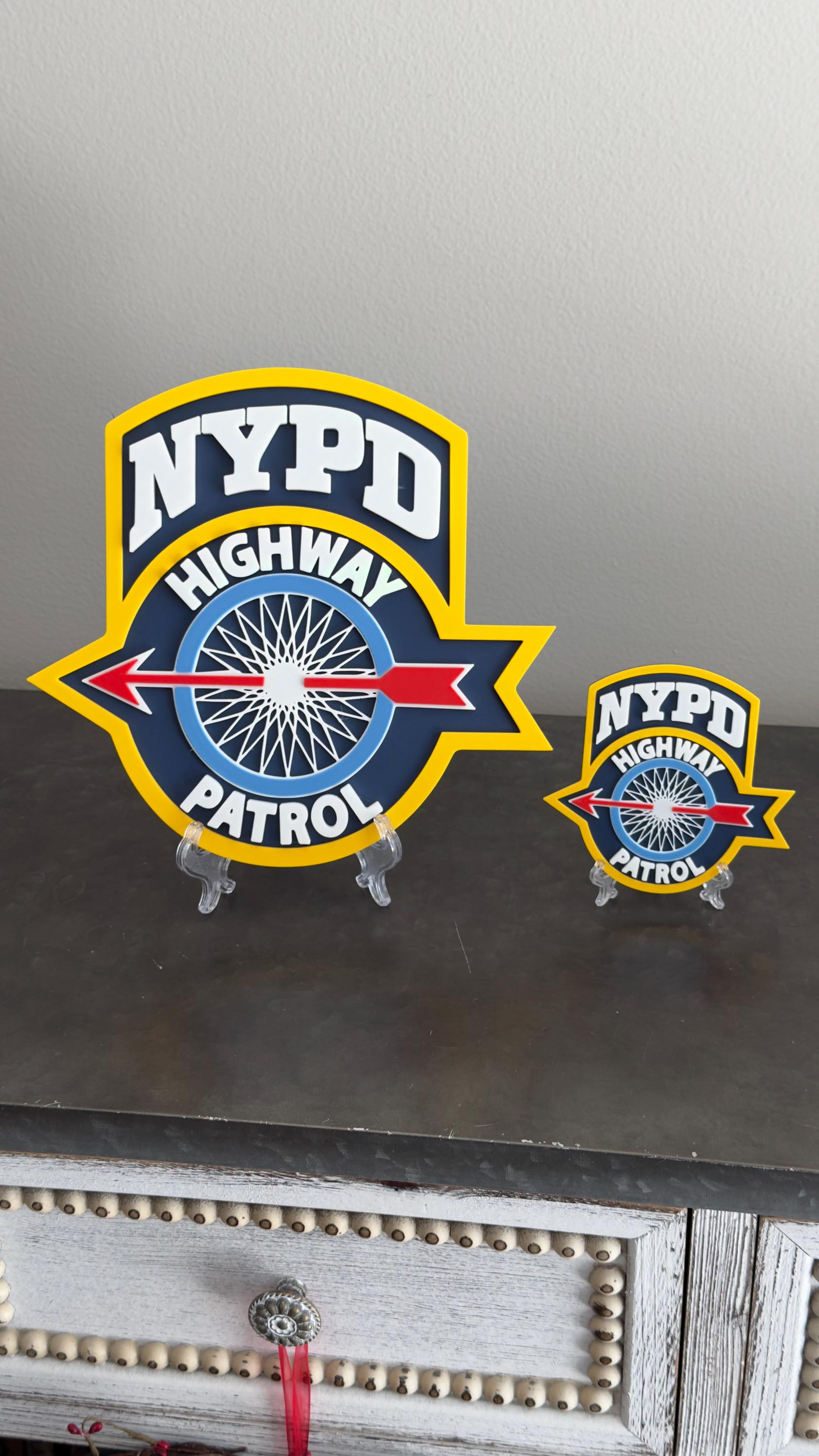 NYPD Highway Patrol 3D Embossed Plaque: NYC Police Wall Art