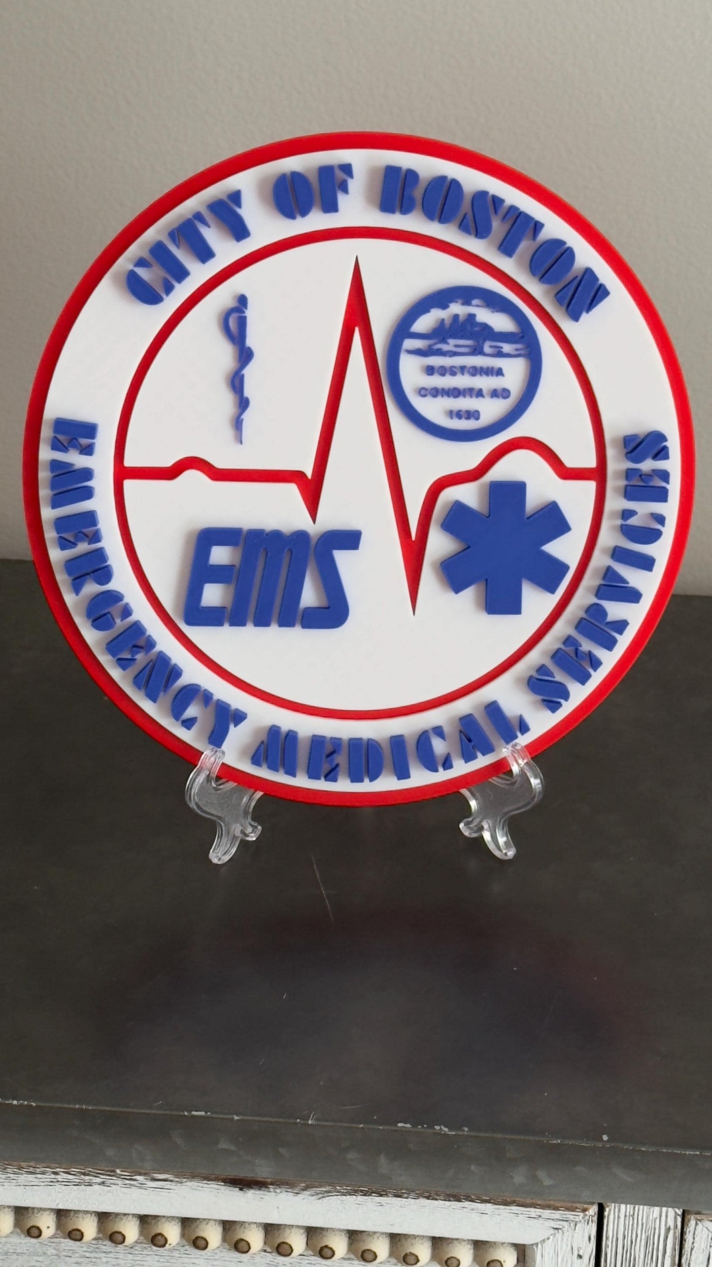Boston EMS 3D Display Plaque: First Responder Wall Art MA Massachusetts