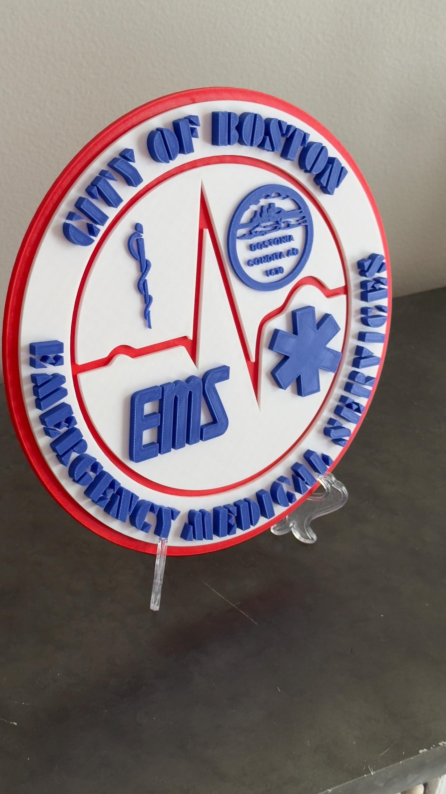 Boston EMS 3D Display Plaque: First Responder Wall Art MA Massachusetts
