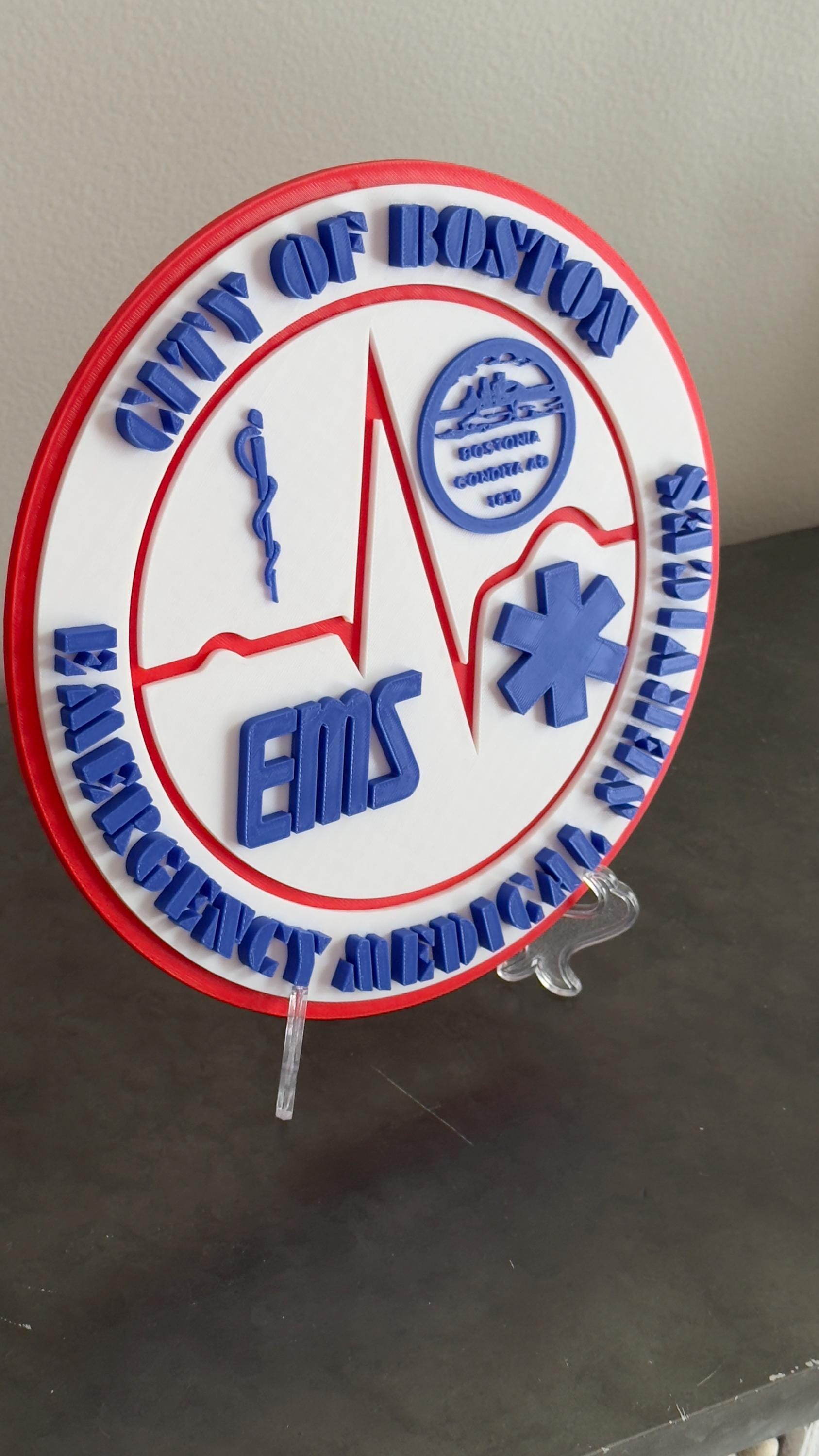 Boston EMS 3D Display Plaque: First Responder Wall Art MA Massachusetts