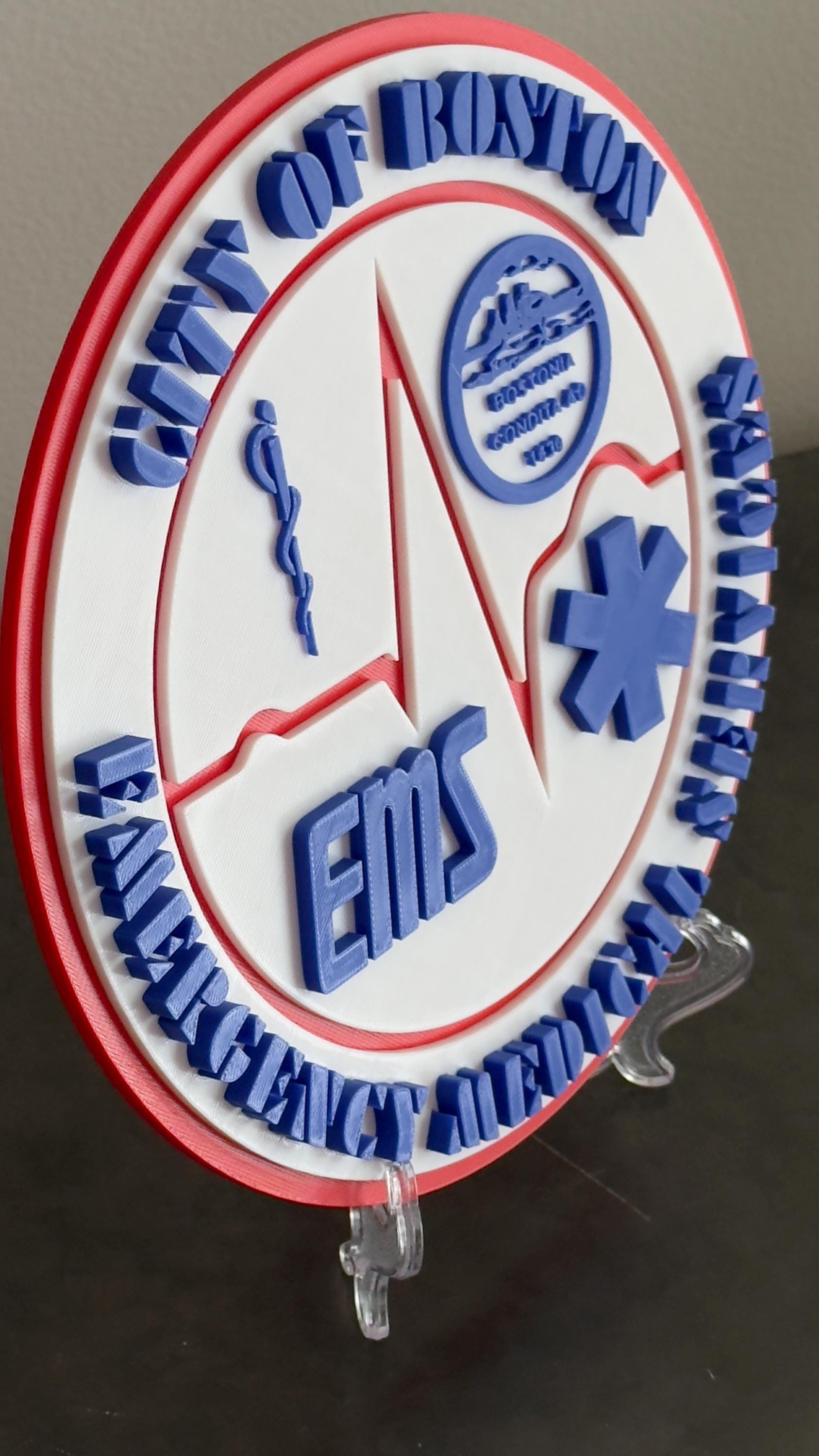 Boston EMS 3D Display Plaque: First Responder Wall Art MA Massachusetts