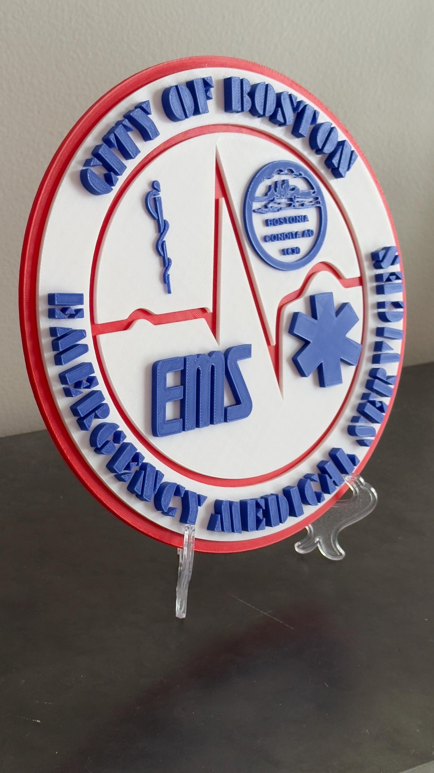 Boston EMS 3D Display Plaque: First Responder Wall Art MA Massachusetts