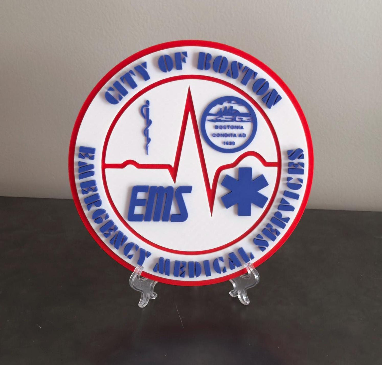 Boston EMS 3D Display Plaque: First Responder Wall Art MA Massachusetts