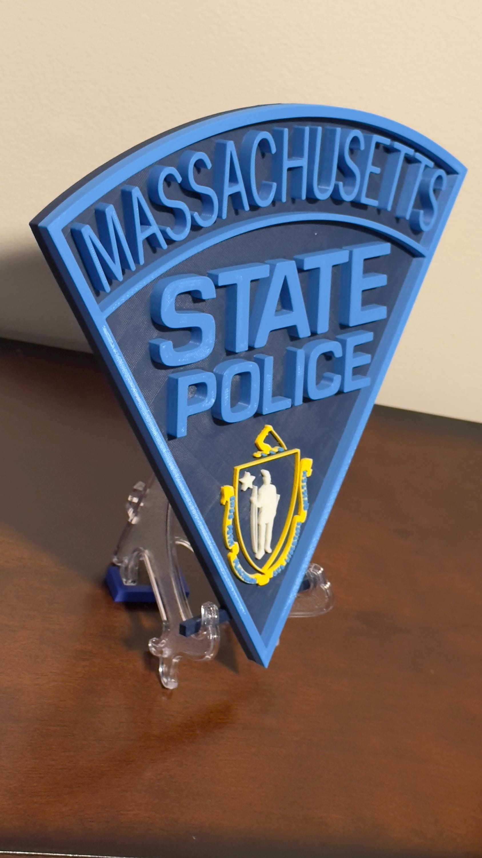 Massachusetts State Police 3D Embossed Plaque: First Responder Wall Art MA