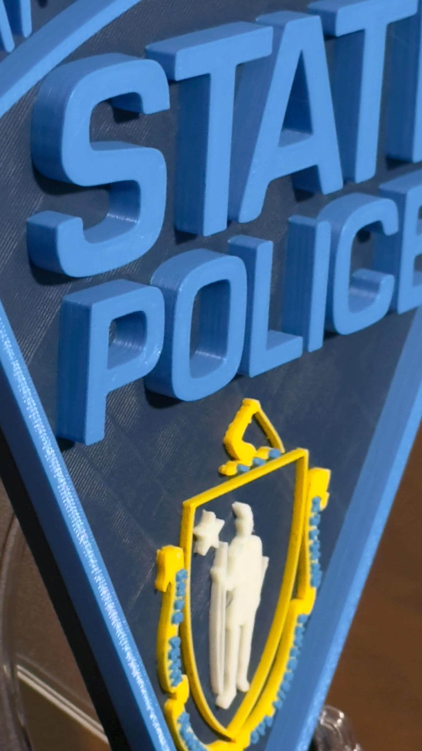 Massachusetts State Police 3D Embossed Plaque: First Responder Wall Art MA