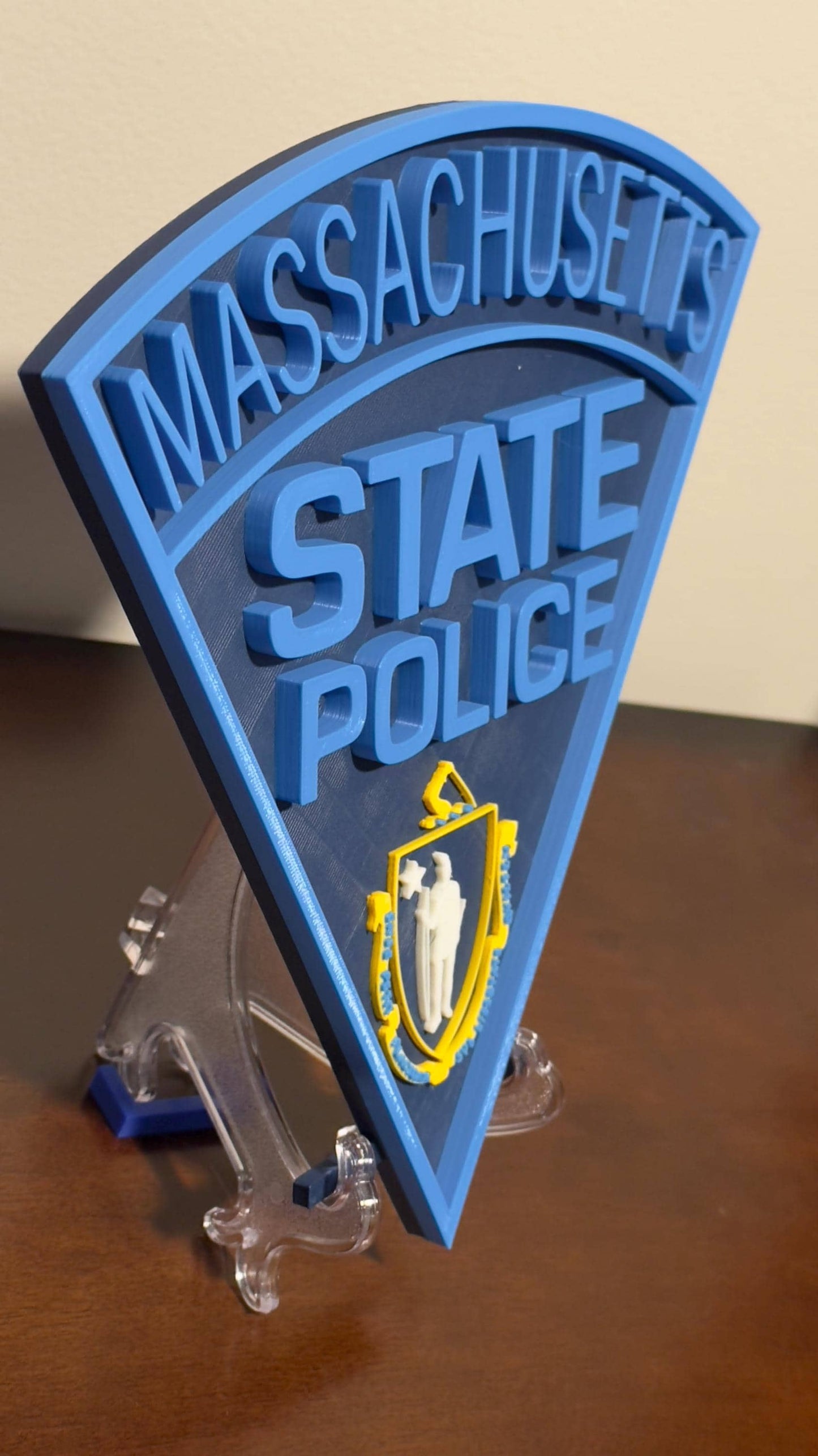 Massachusetts State Police 3D Embossed Plaque: First Responder Wall Art MA