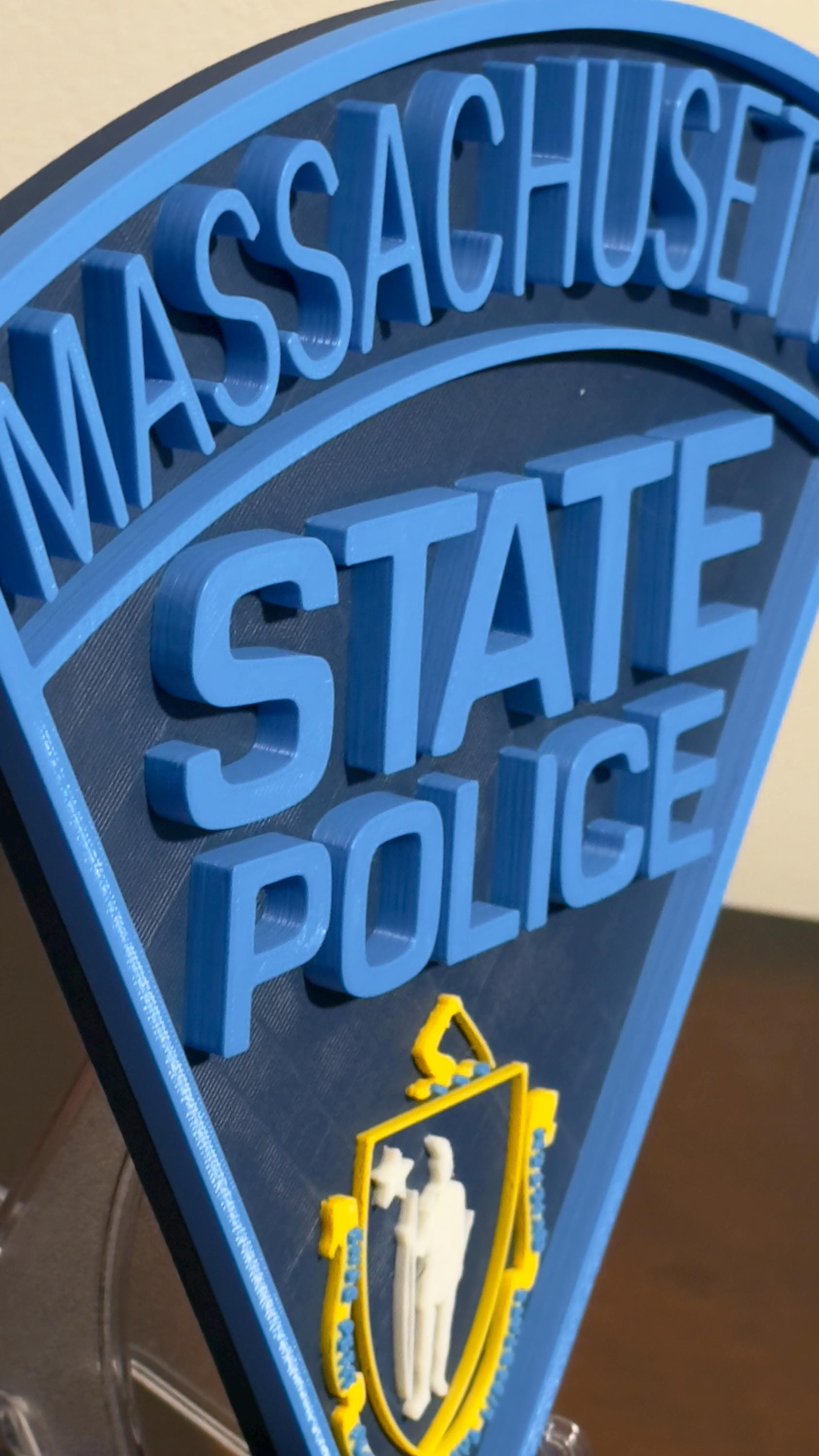 Massachusetts State Police 3D Embossed Plaque: First Responder Wall Art MA