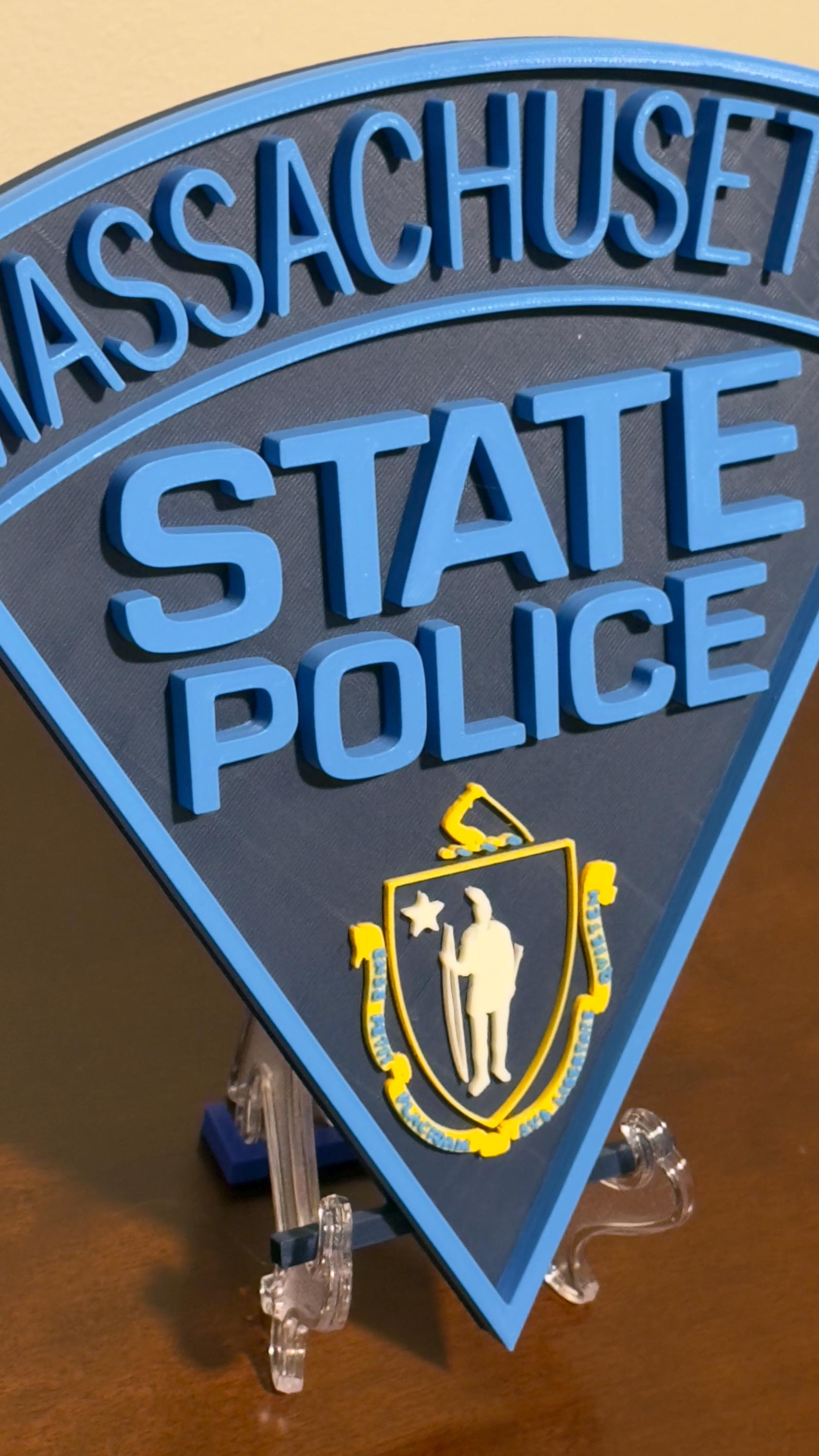 Massachusetts State Police 3D Embossed Plaque: First Responder Wall Art MA