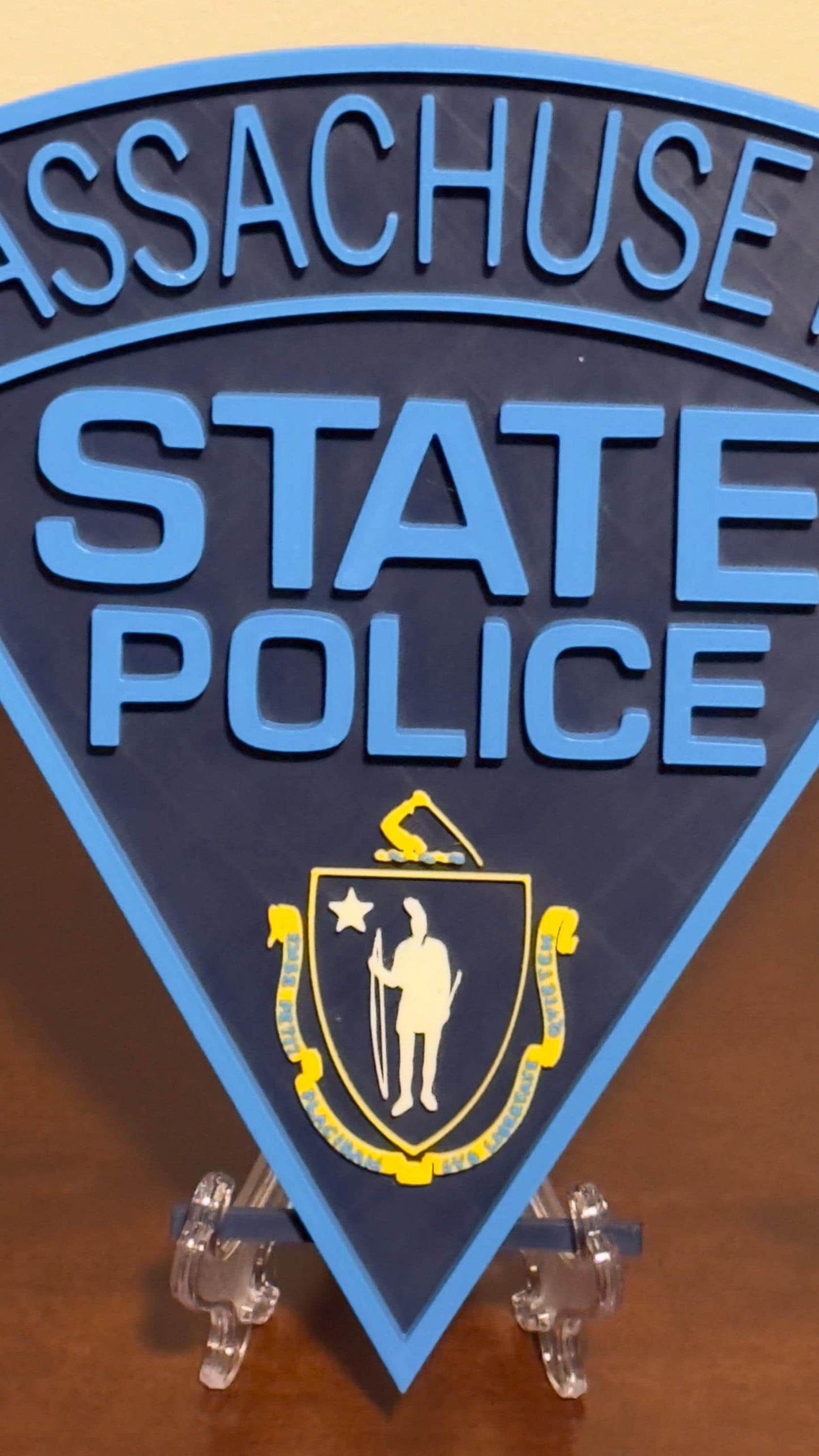 Massachusetts State Police 3D Embossed Plaque: First Responder Wall Art MA