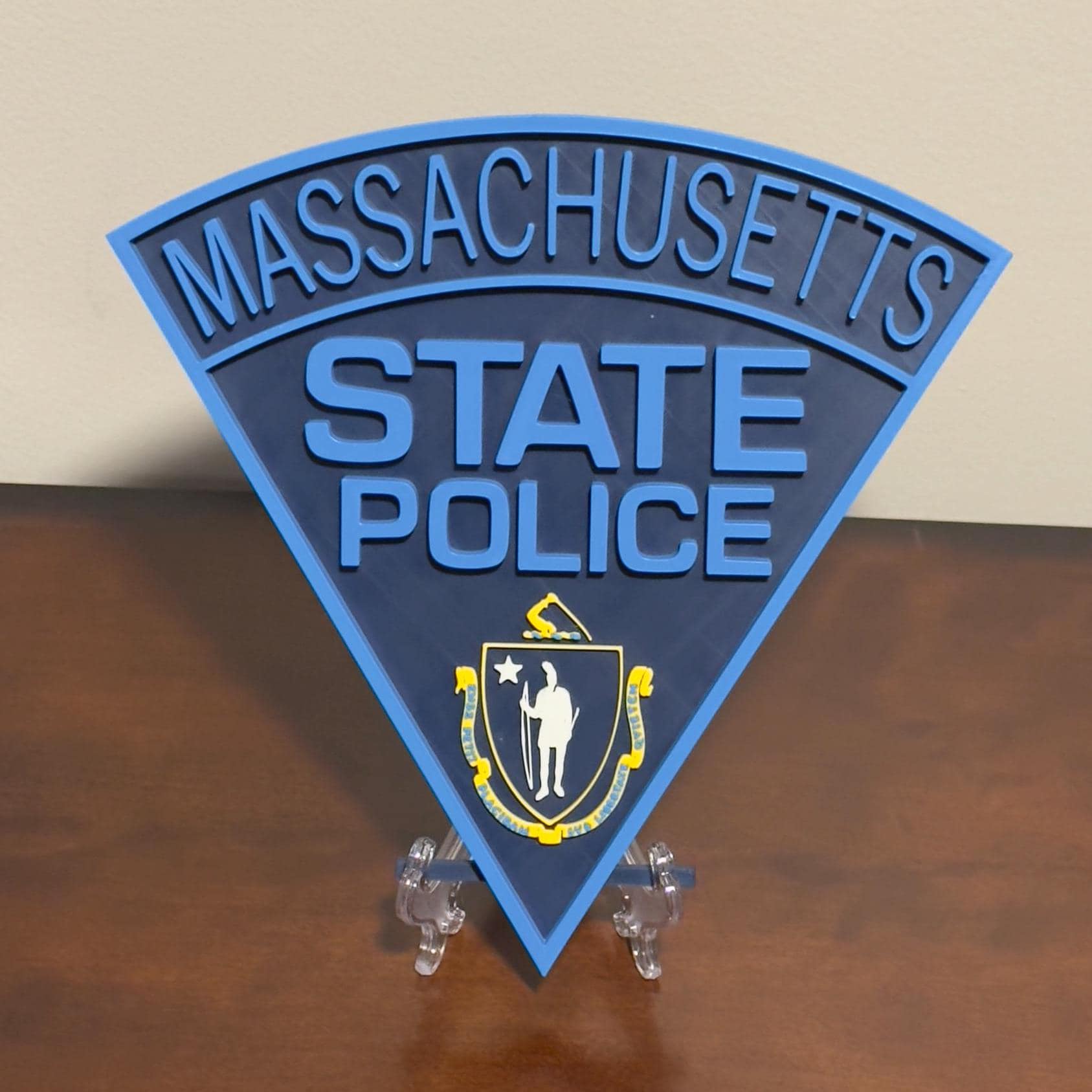 Massachusetts State Police 3D Embossed Plaque: First Responder Wall Art MA