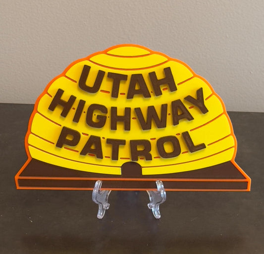 Utah Highway Patrol Bee Hive Plaque: 3D Embossed First Responder Wall Art