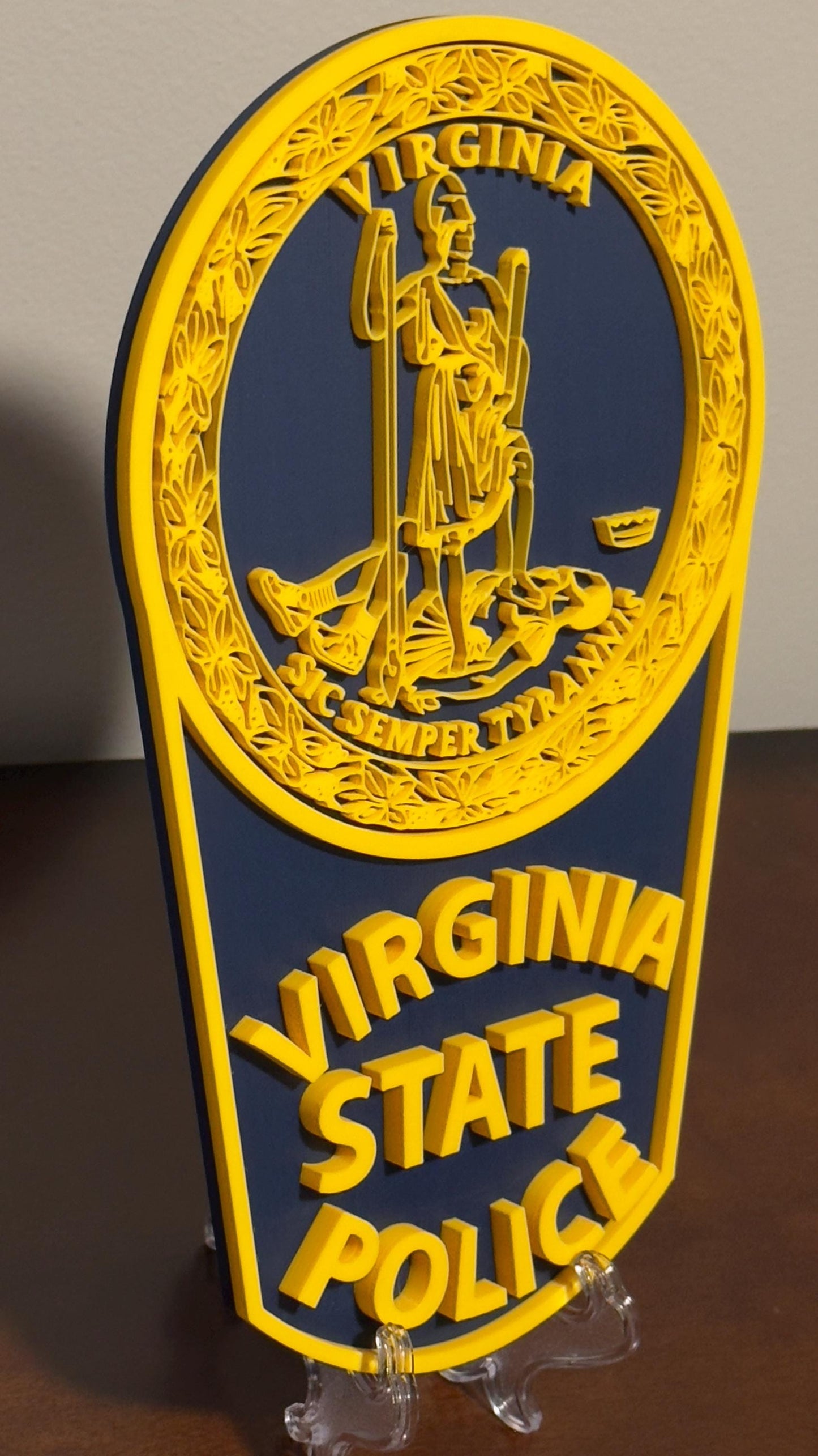 Virginia State Police Plaque - Textured 3D Emblem Wall Art