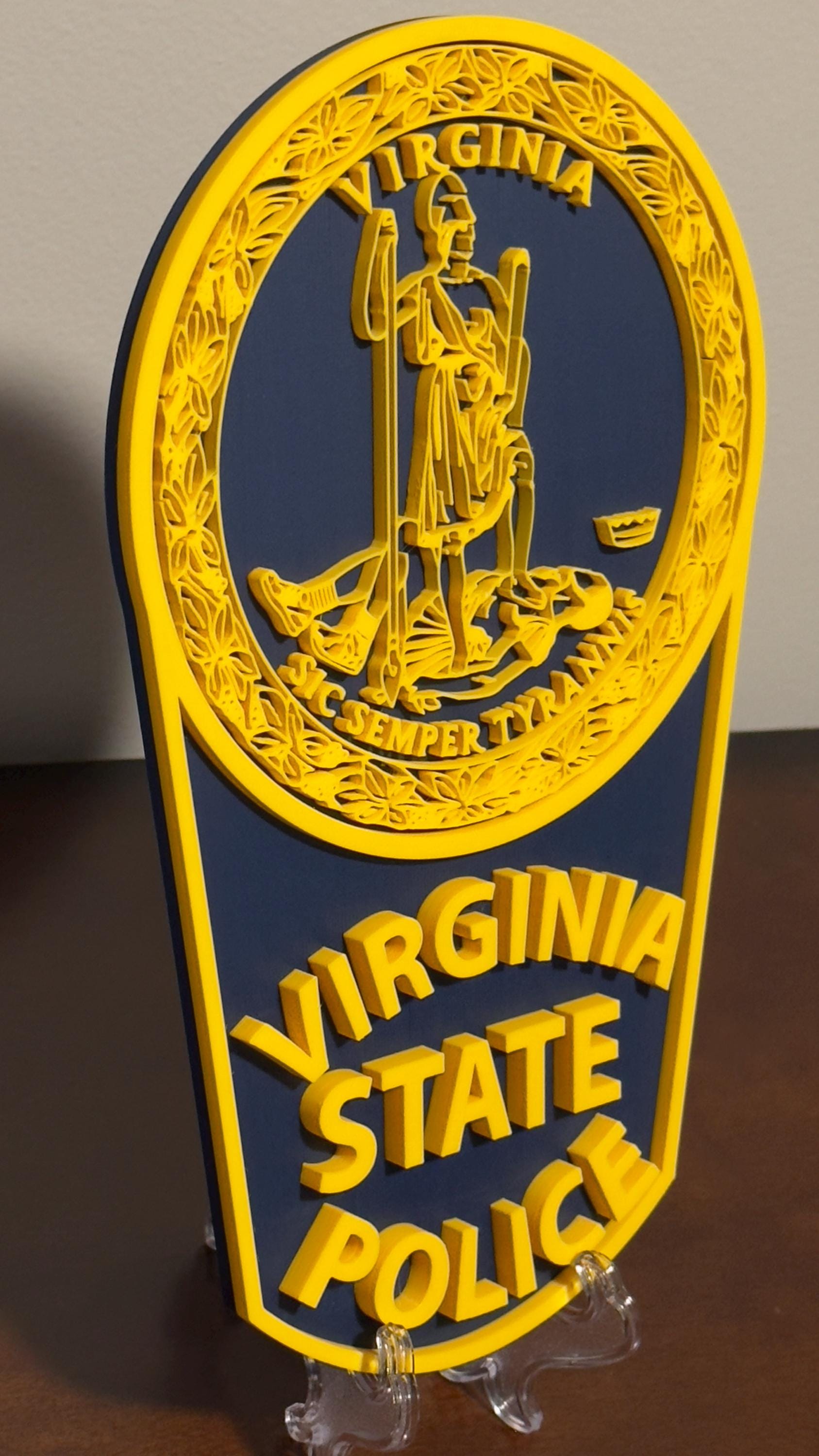 Virginia State Police Plaque - Textured 3D Emblem Wall Art