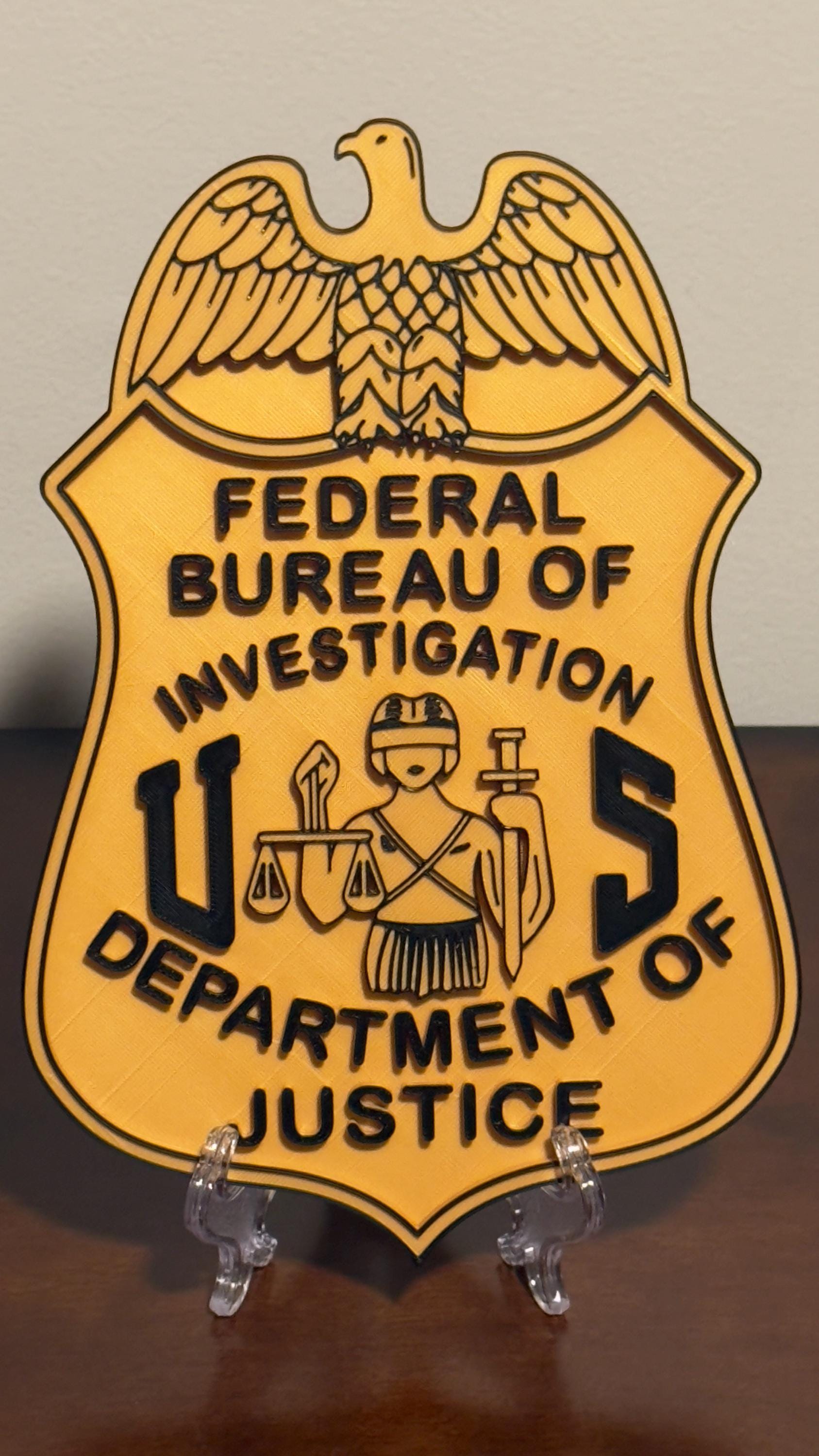 FBI Badge Display: 3D Embossed Police Plaque - Indoor Wall Decor Government