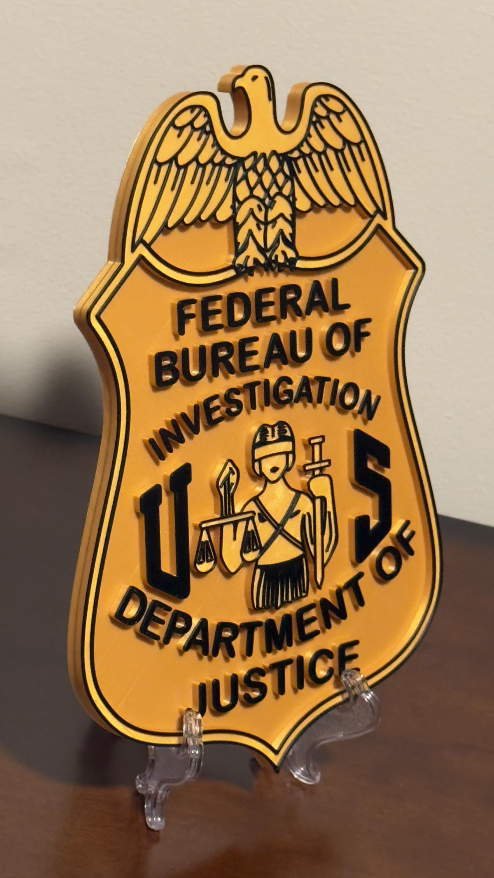 FBI Badge Display: 3D Embossed Police Plaque - Indoor Wall Decor Government