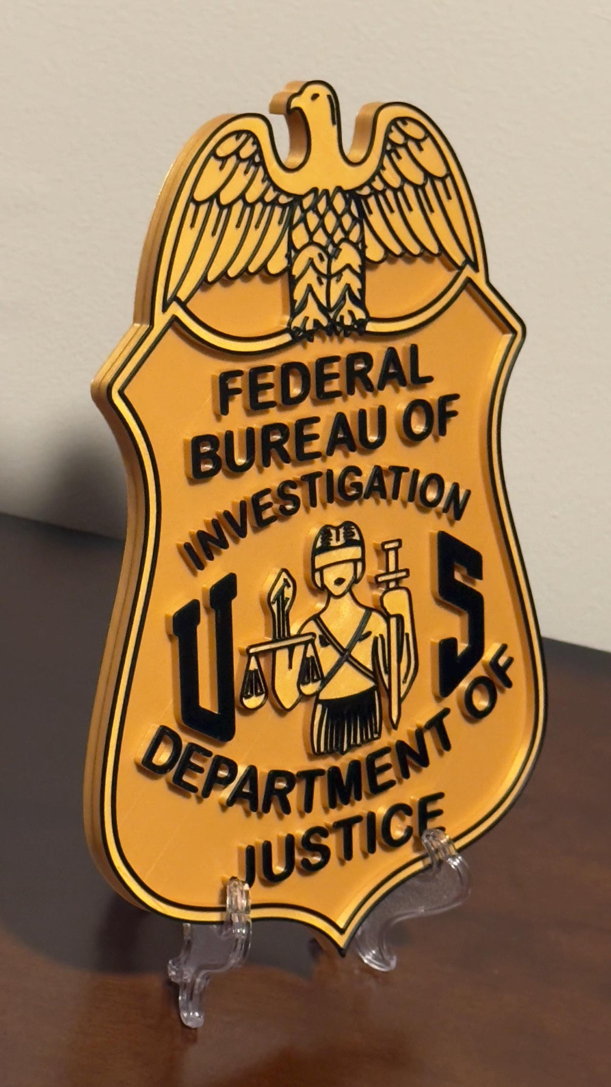 FBI Badge Display: 3D Embossed Police Plaque - Indoor Government